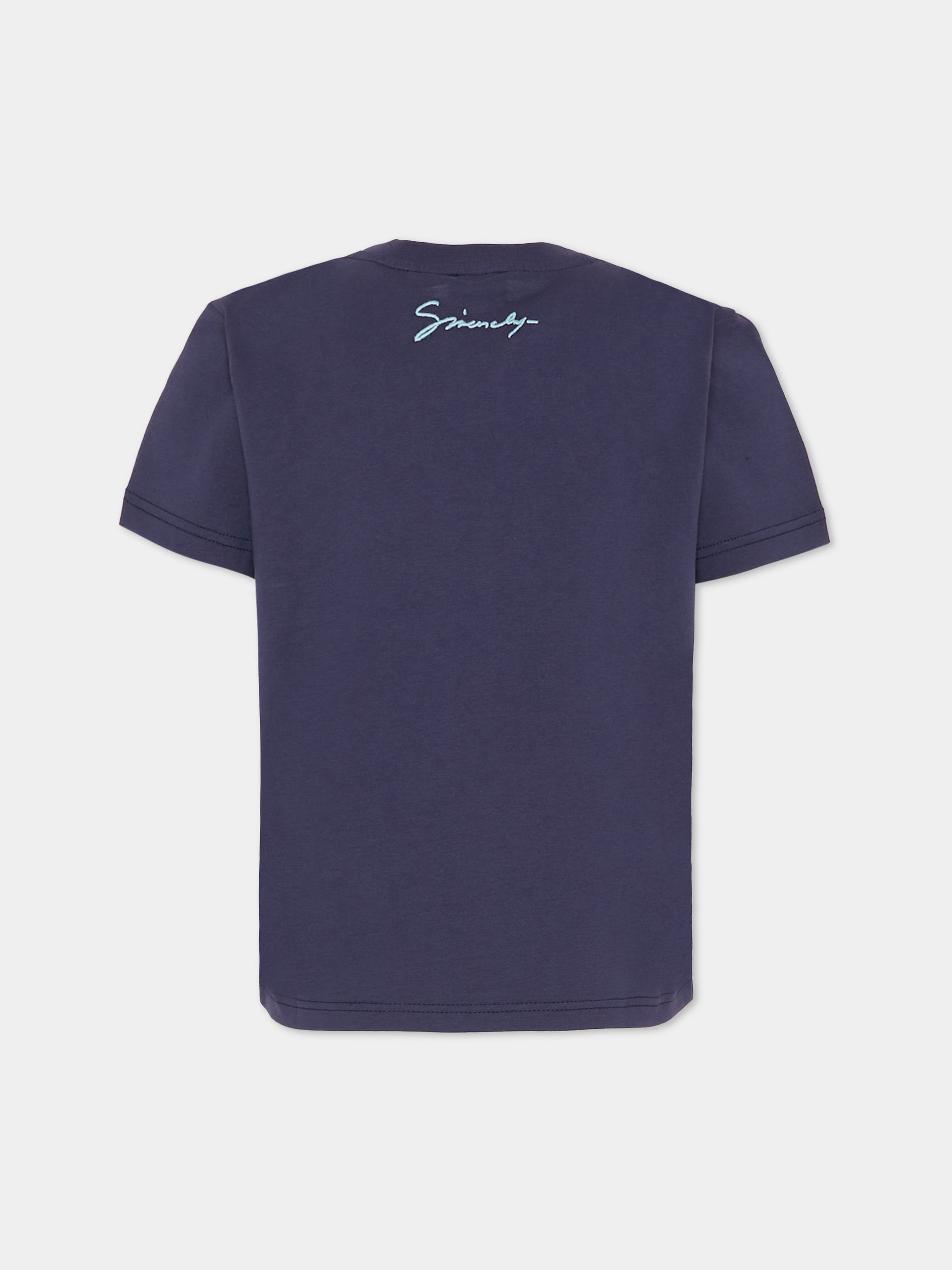 T-shirt blu per bambino con drago,Givenchy Kids,H30956 853