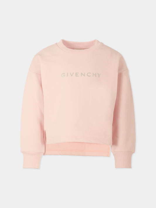 Felpa rosa per bambina con logo,Givenchy Kids,H30988 44Z
