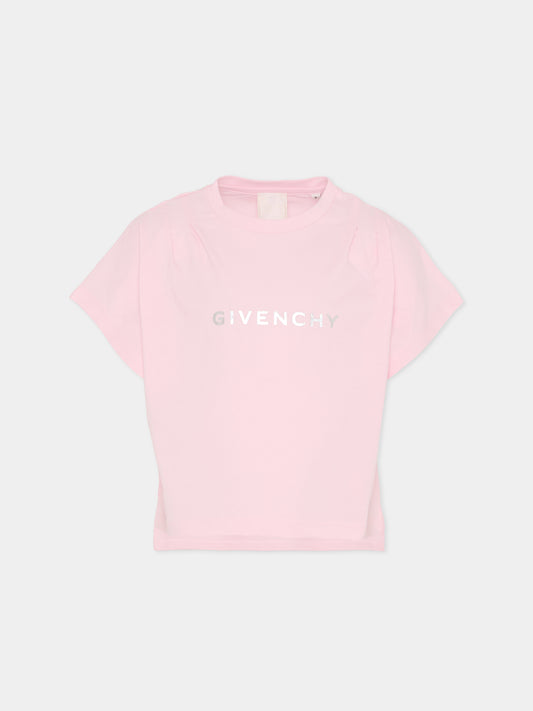 T-shirt rosa per bambina con logo,Givenchy Kids,H31010 44Z