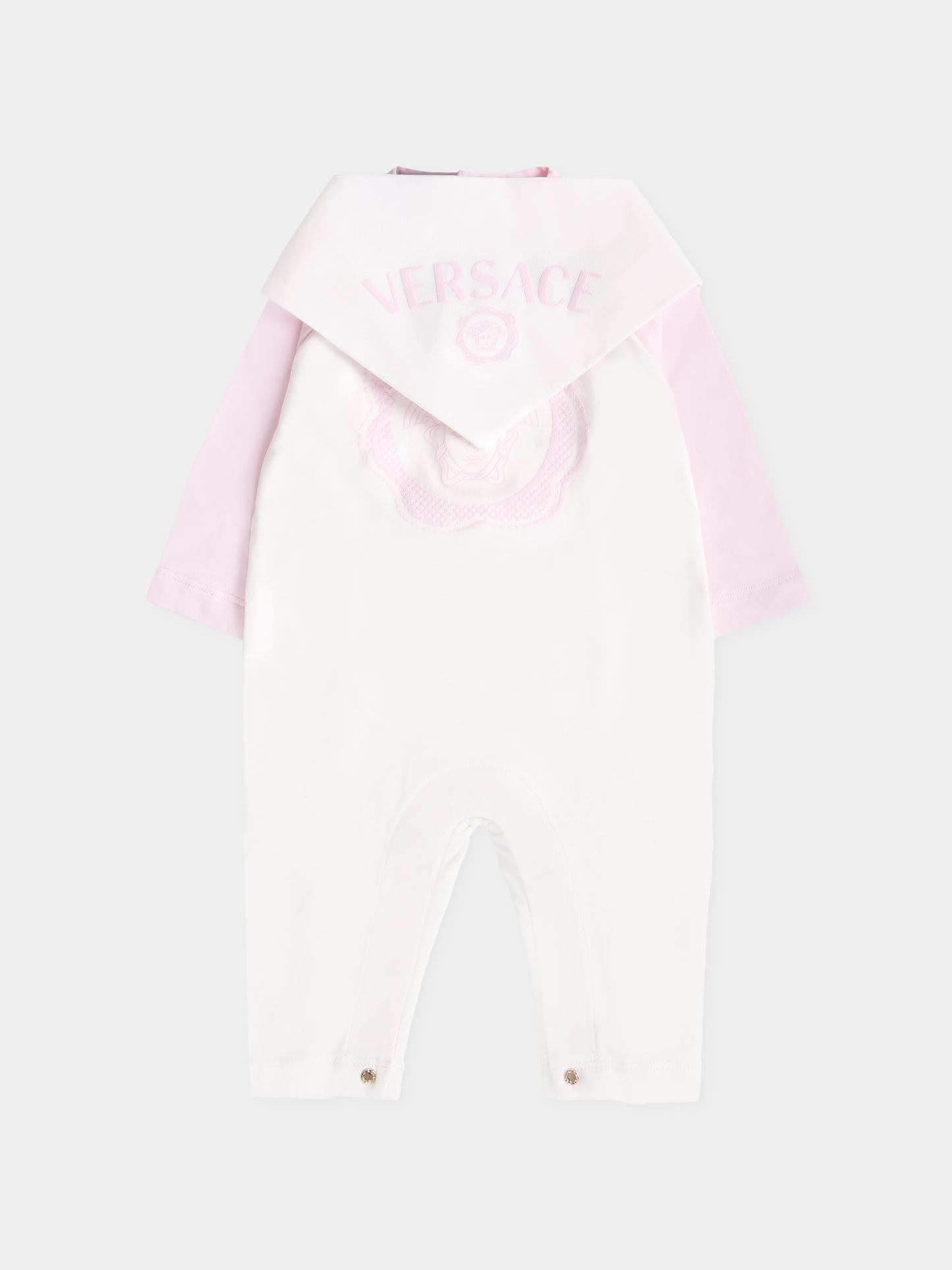 Set tutina avorio e rosa con Medusa per neonata,Versace,1020944 1A15224 2PW30