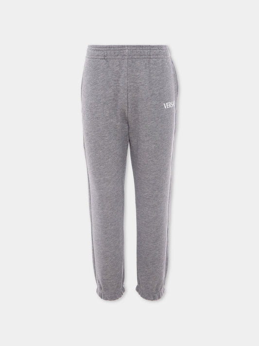 Pantaloni sportivi grigi con logo per bambini,Versace,1018580 1A15326 2E000