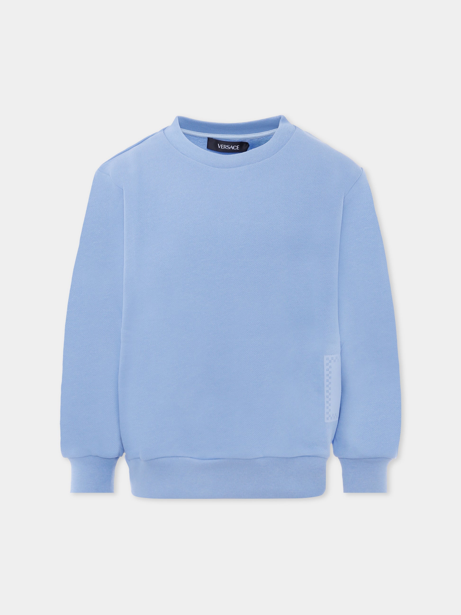 Felpa celeste con '90s vintage logo per bambino,Versace,1018577 1A13182 2V300