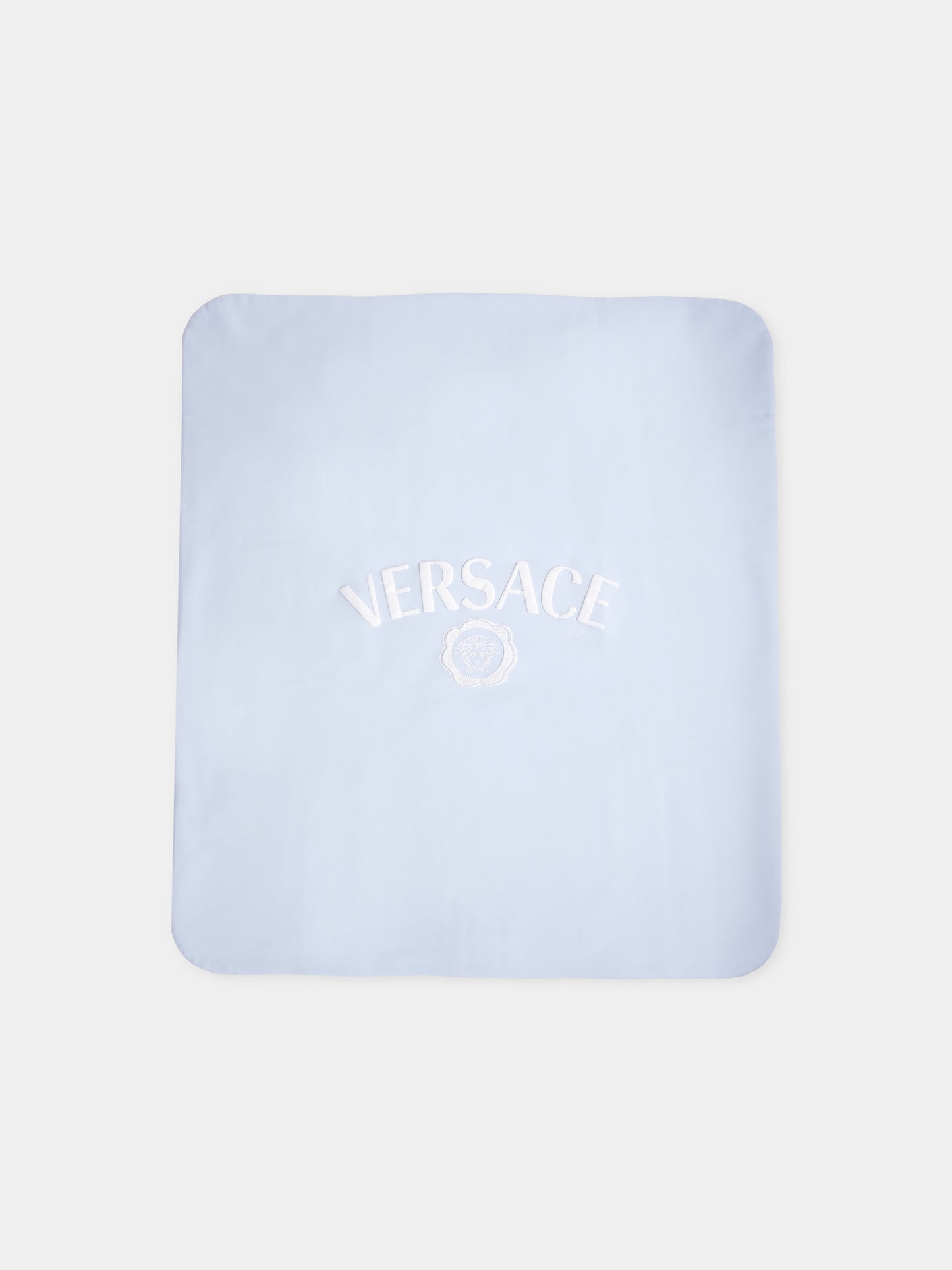 Coperta celeste con logo e Medusa per neonato,Versace,1017939 1A15206 2VH80