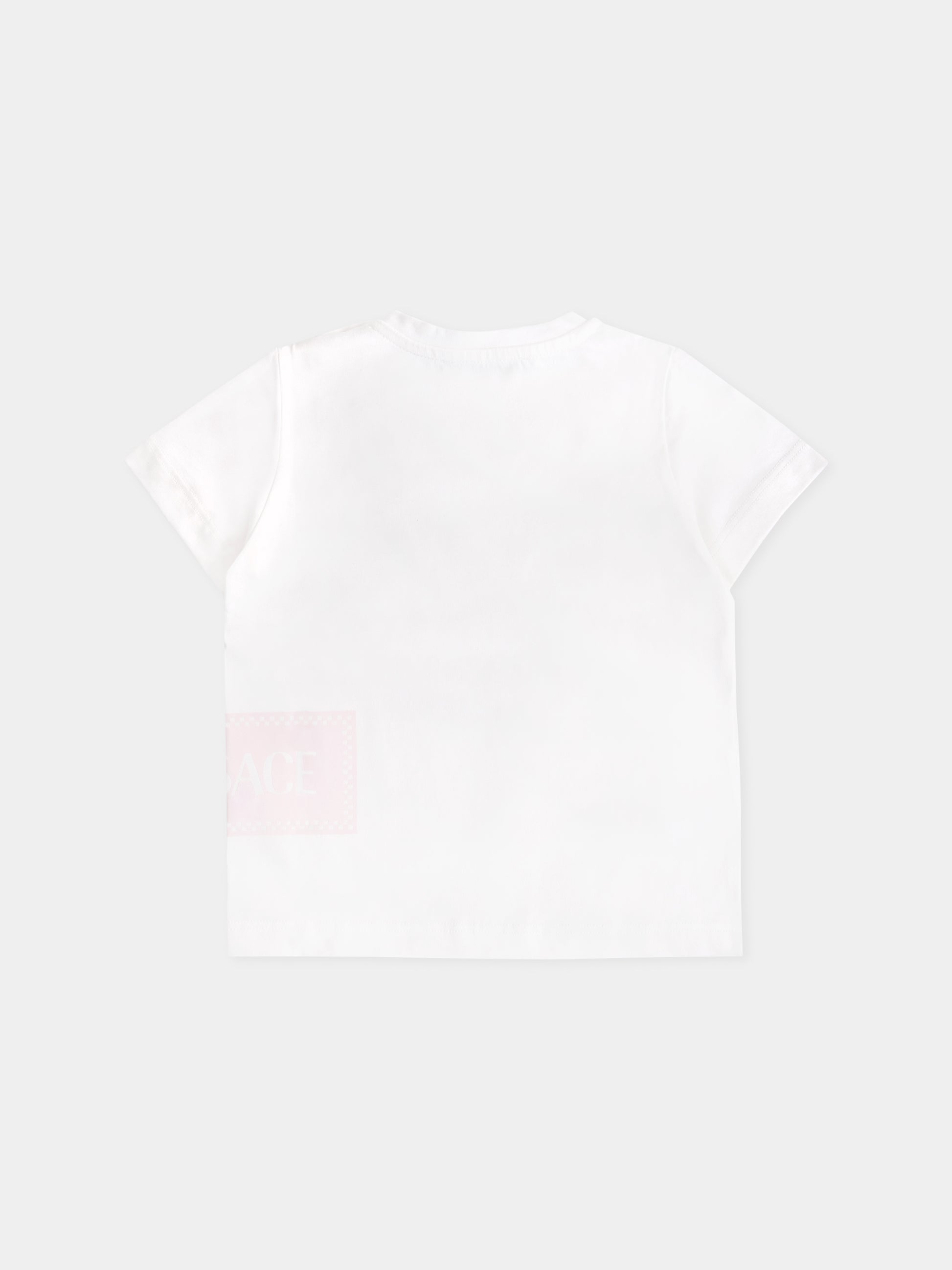 T-shirt bianca con '90s vintage logo per neonata,Versace,1018570 1A15441 2WL90