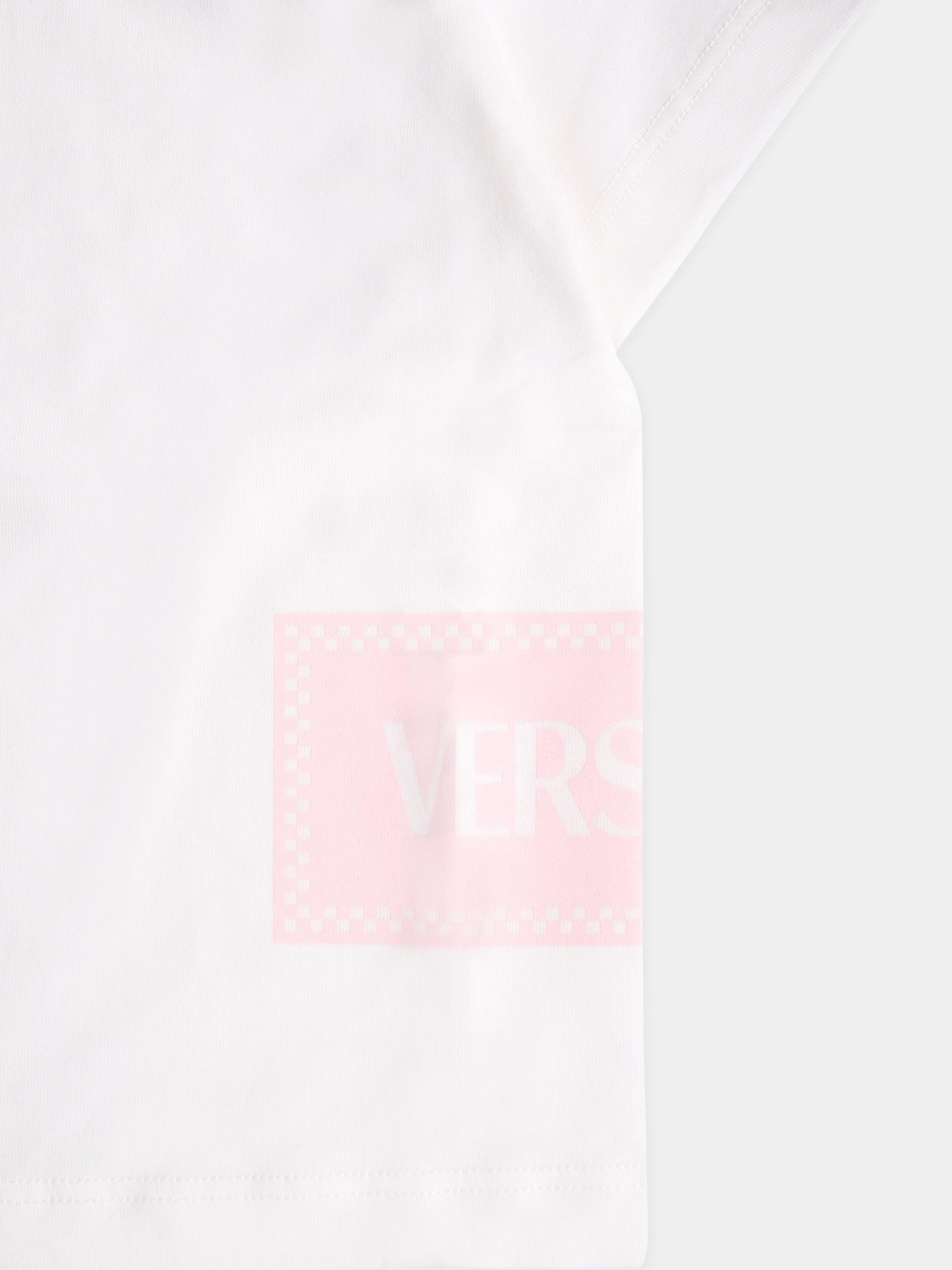 T-shirt bianca con '90s vintage logo per neonata,Versace,1018570 1A15441 2WL90