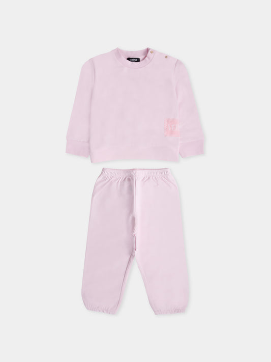 Completo sportivo rosa con '90s vintage logo per neonata,Versace,1017967 1A15248 2P3A0