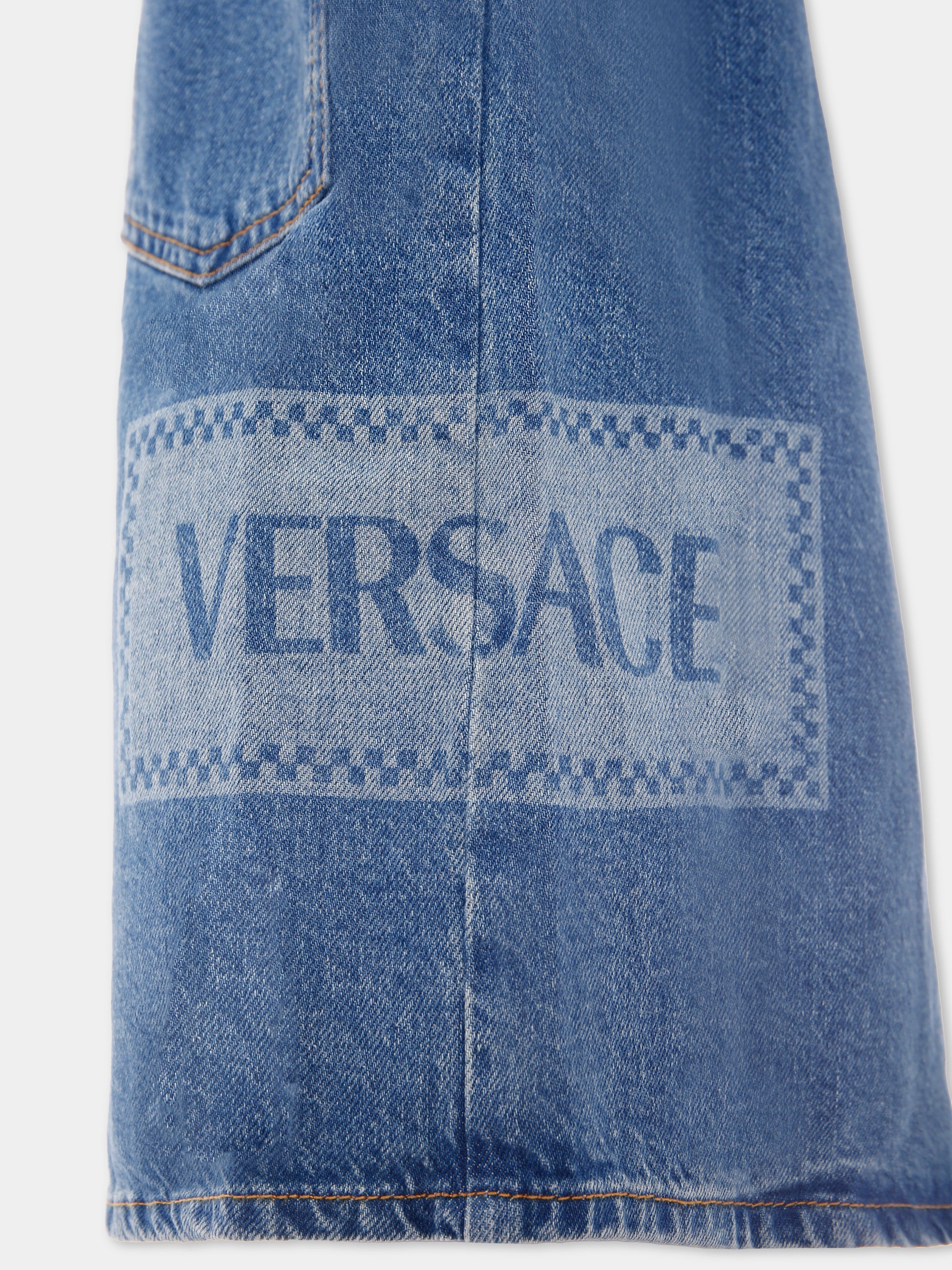 Camicia blu per bambino con logo Versace '90 vintage,Versace,1020672 1A14287 1D200