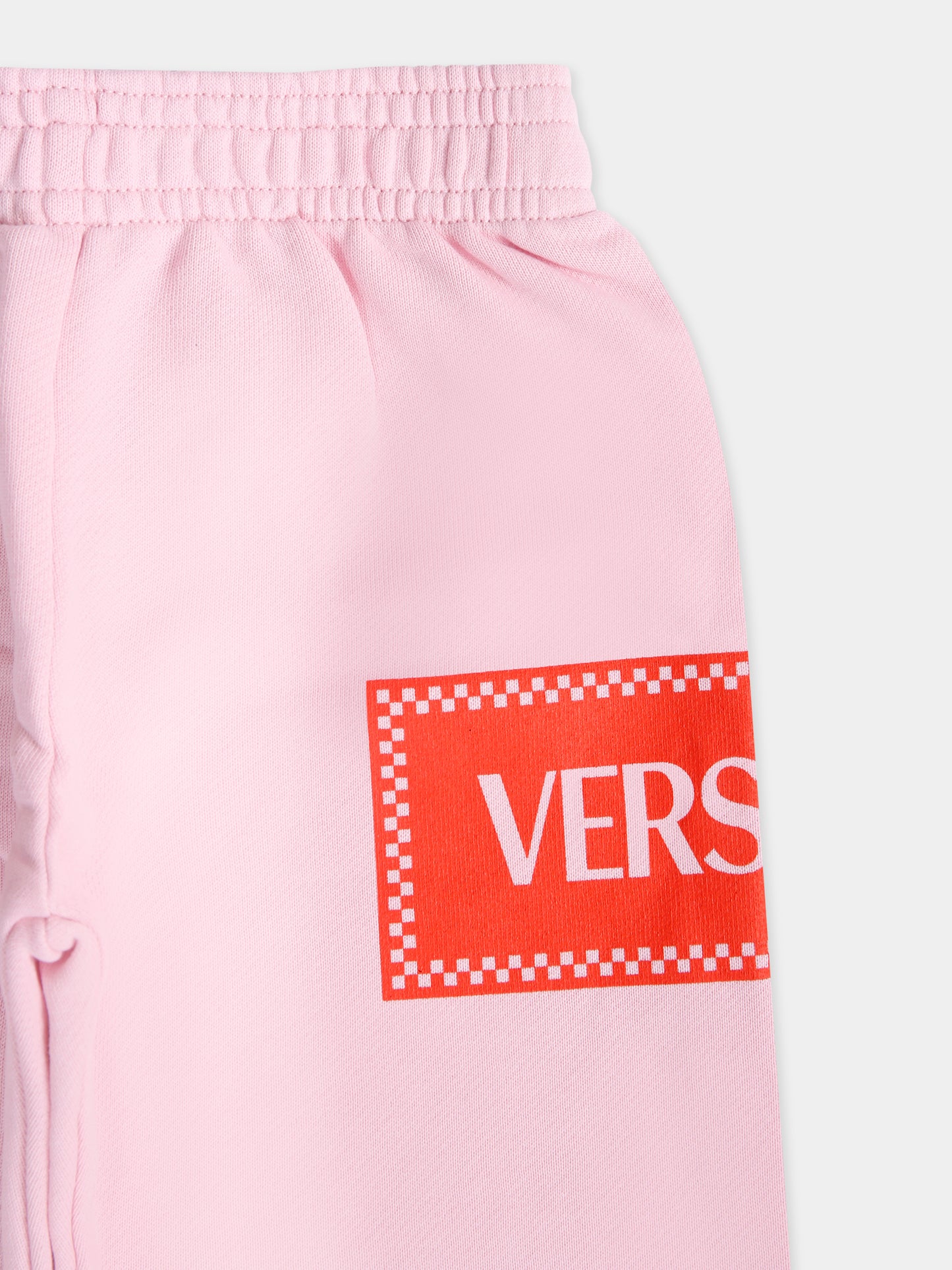 Pantaloni sportivi rosa con '90s vintage logo per neonata,Versace,1021069 1A13182 2PZ60