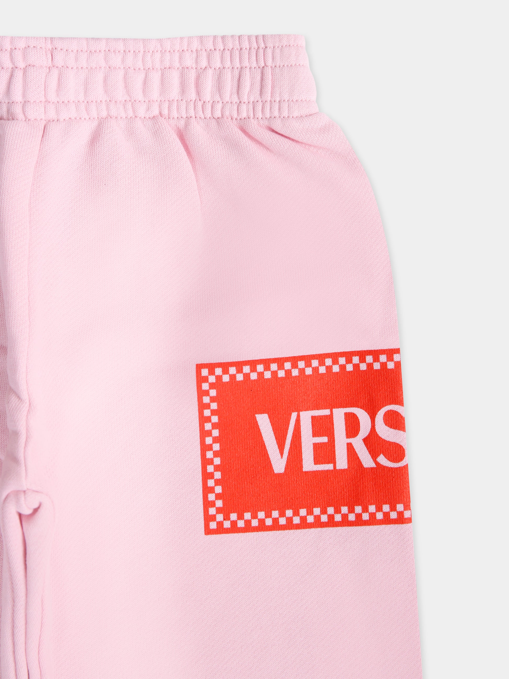 Pantaloni sportivi rosa con '90s vintage logo per neonata,Versace,1021069 1A13182 2PZ60