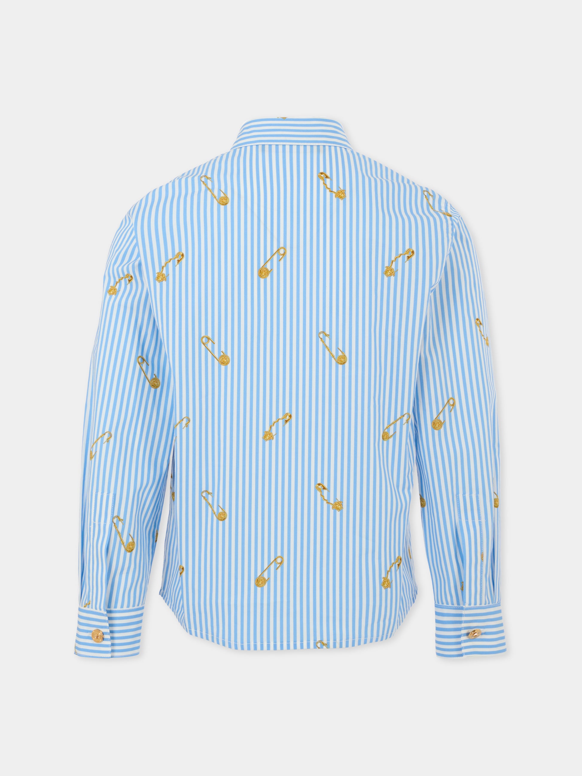 Camicia celeste per bambino con spille,Versace,1018255 1A14827 5UE60