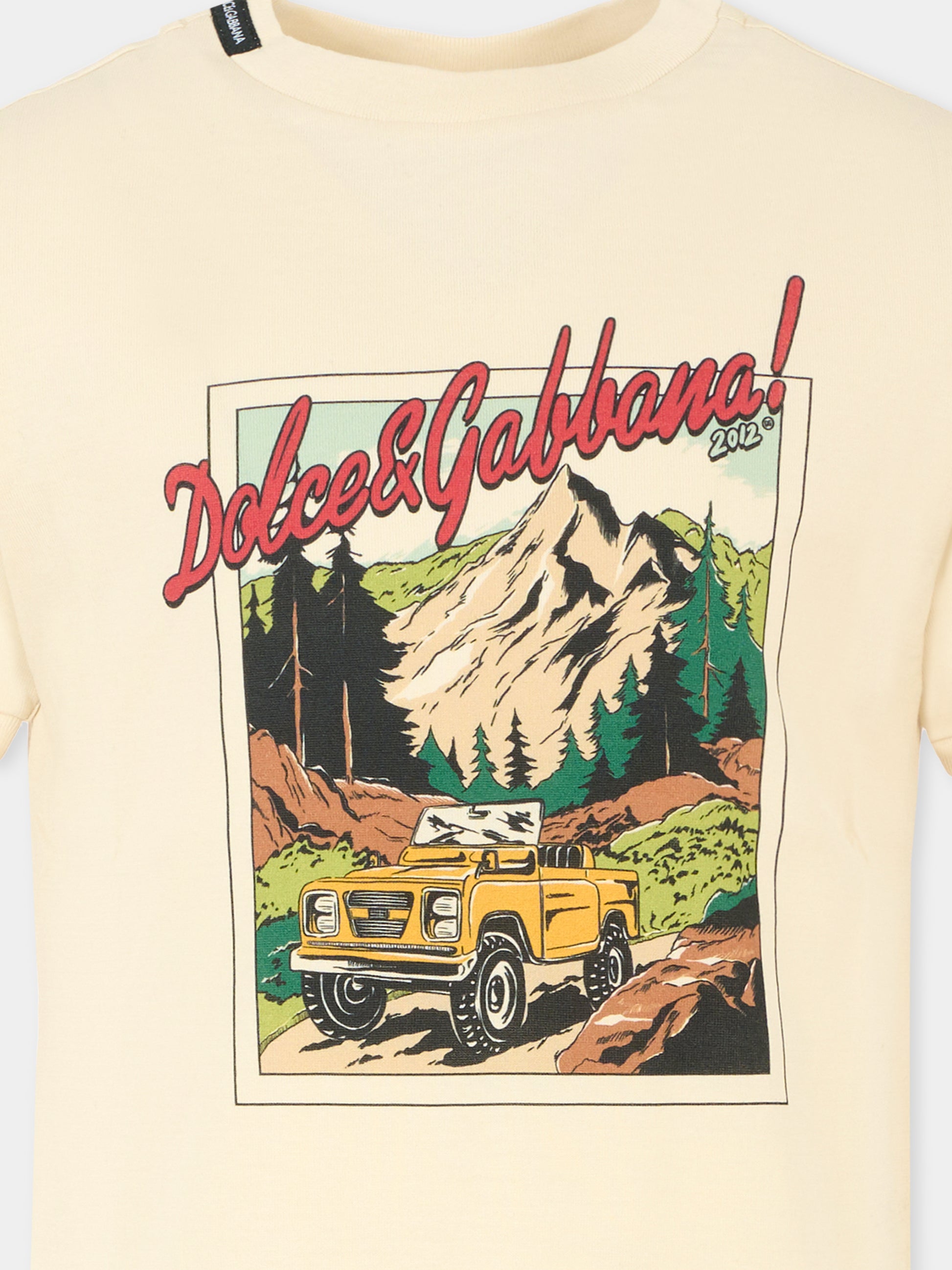 T-shirt avorio per bambino con stampa esploratore,Dolce & Gabbana Kids,L4JTJD G7PJS A4567