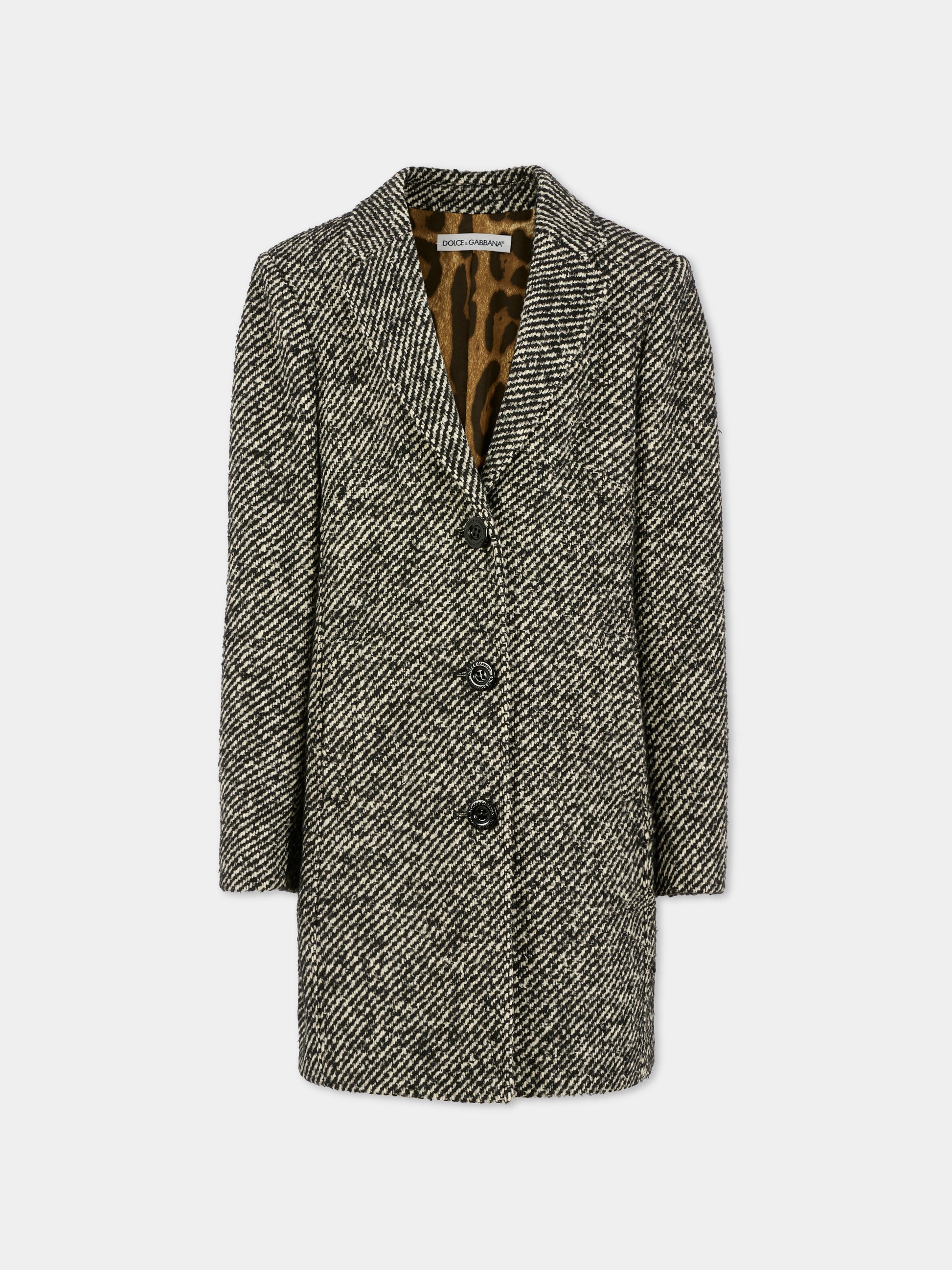 Cappotto bianco e nero per bambina,Dolce & Gabbana Kids,L54C62 FMZAI S8030