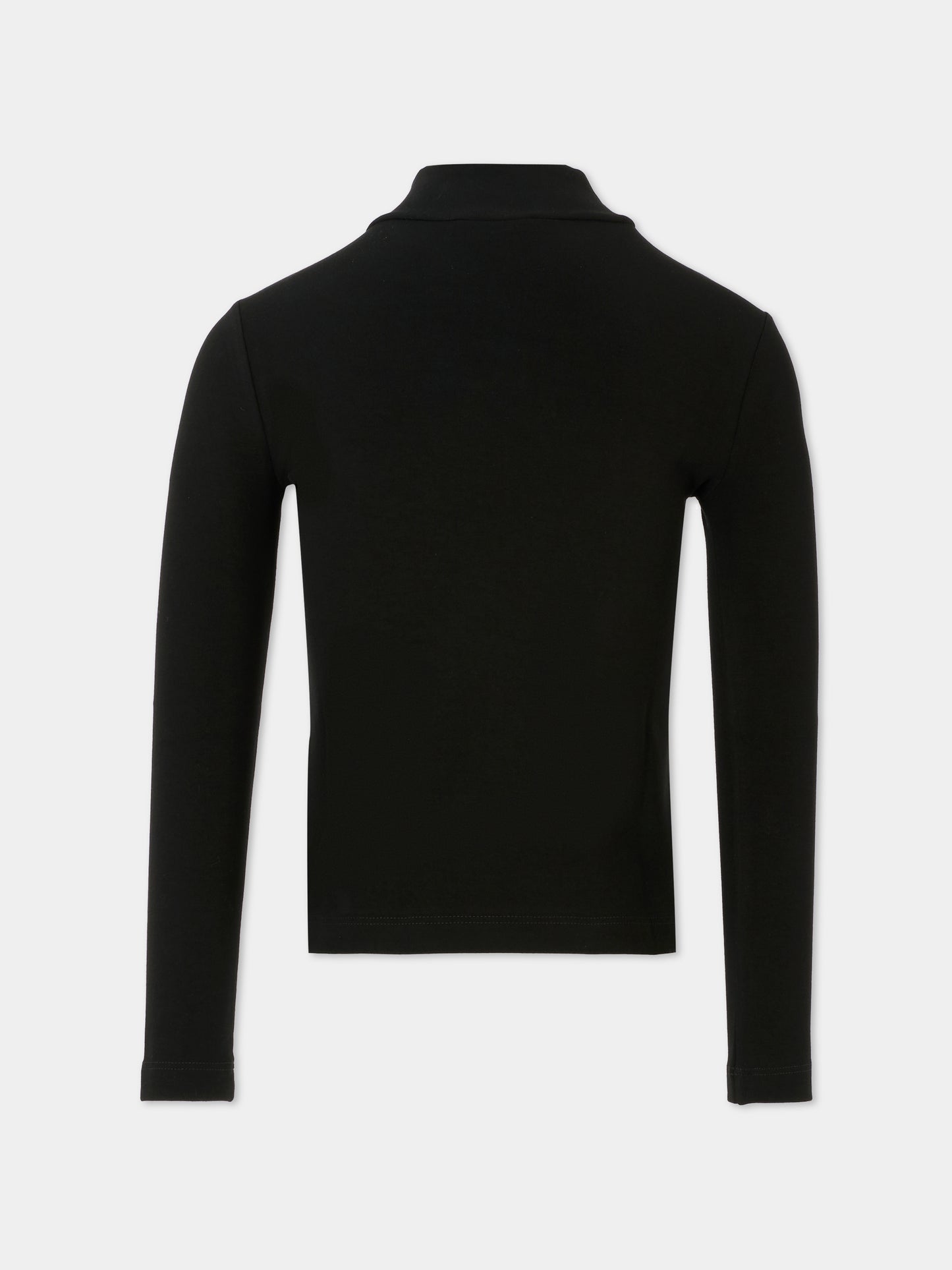 Dolcevita nero per bambina con logo rosa ricamato,Dolce & Gabbana Kids,L5JTLE G7N9L N0000