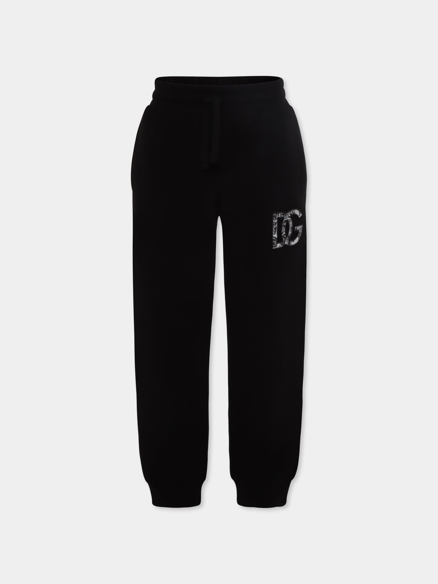 Pantaloni neri per bambino con logo DG,Dolce & Gabbana Kids,L4JPIG G7PEM N0000