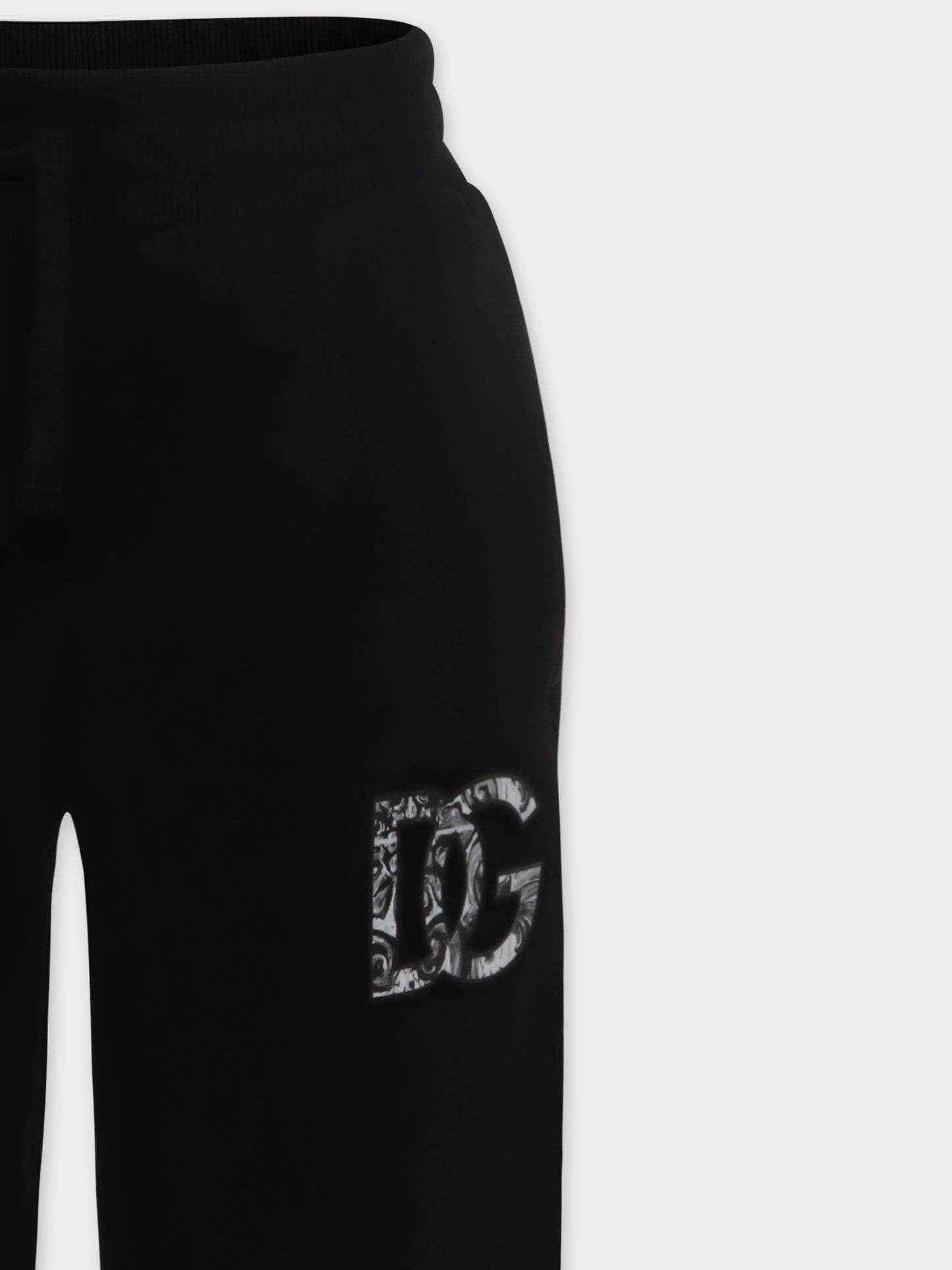 Pantaloni neri per bambino con logo DG,Dolce & Gabbana Kids,L4JPIG G7PEM N0000