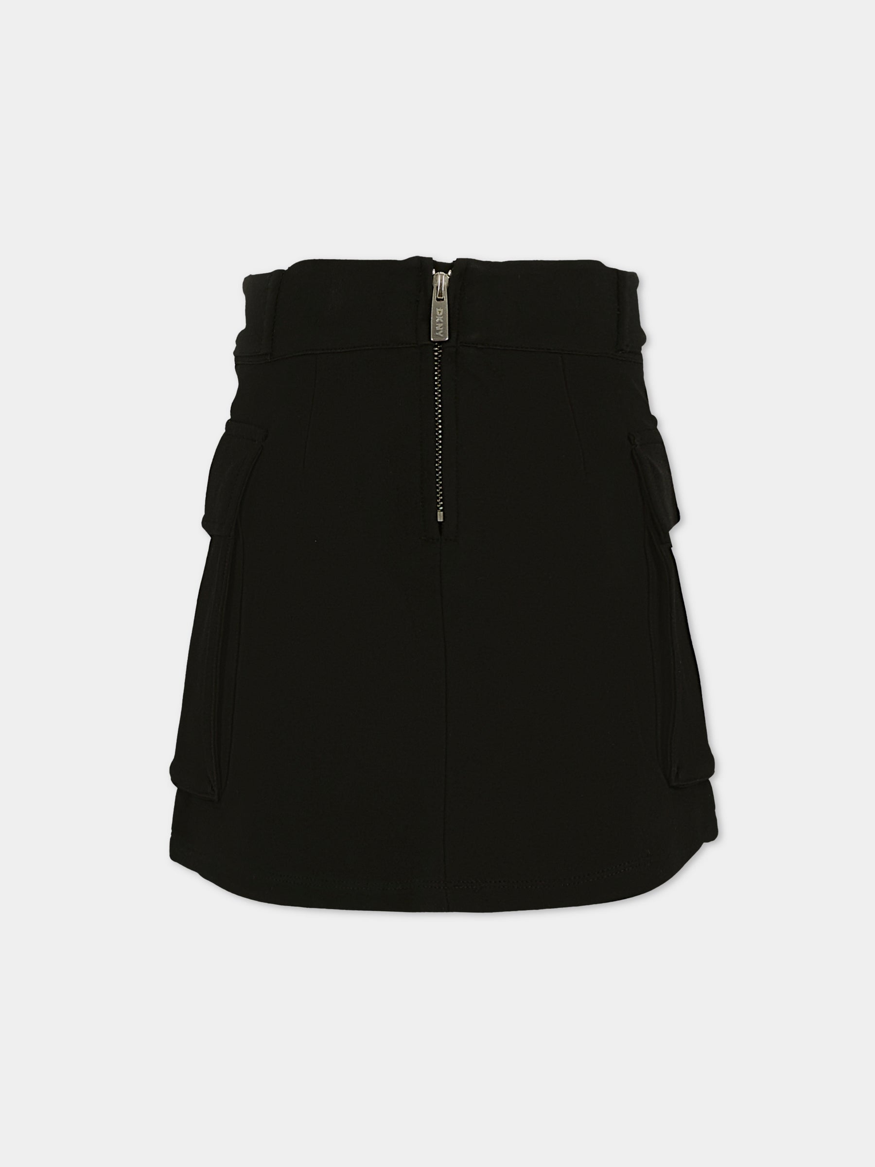 Gonna nera per bambina con logo bianco,Dkny,D62353 09B