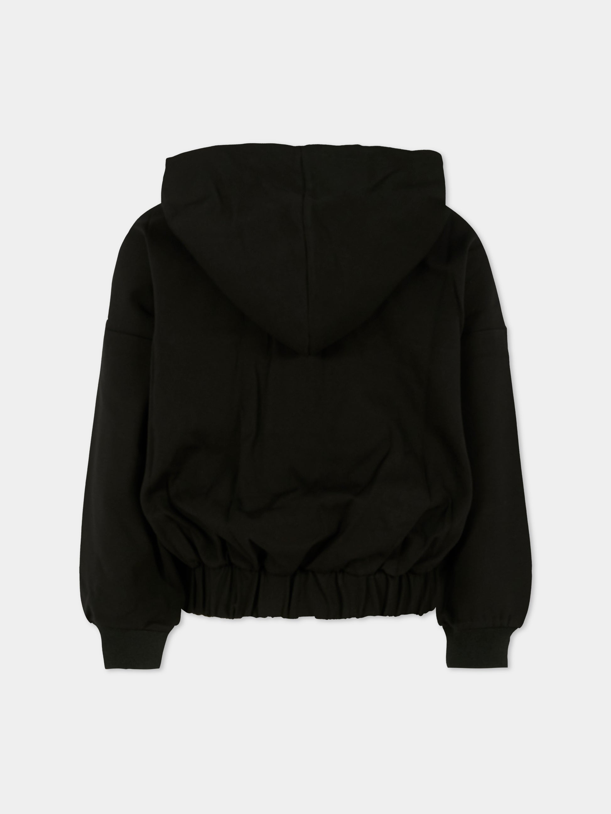 Felpa nera per bambina con logo,Dkny,D62385 09B