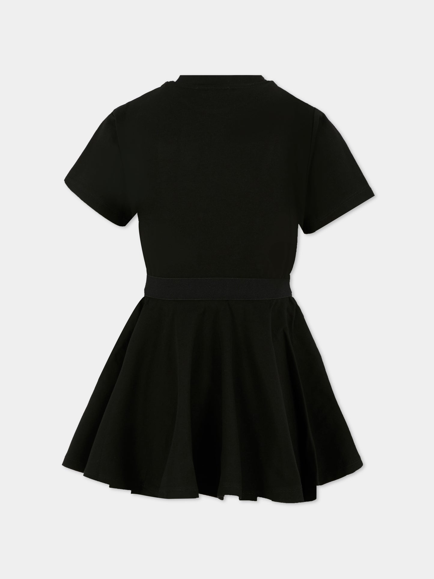 Vestito nero per bambina con logo bianco,Dkny,D62389 09B