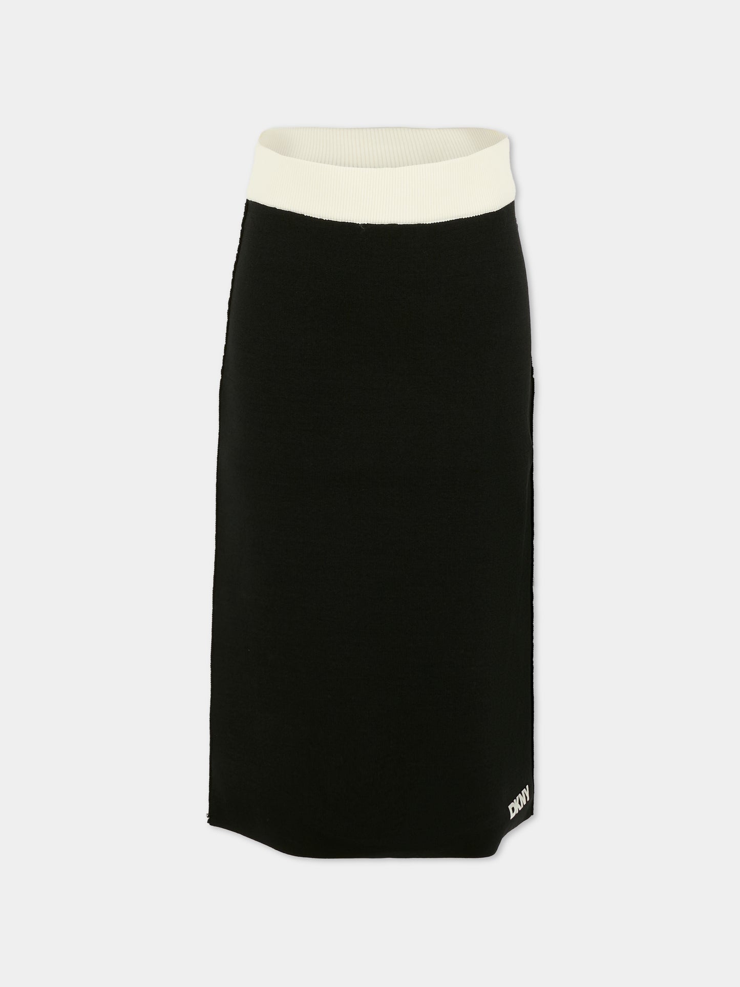 Gonna nera per bambina con logo bianco,Dkny,D62486 M91