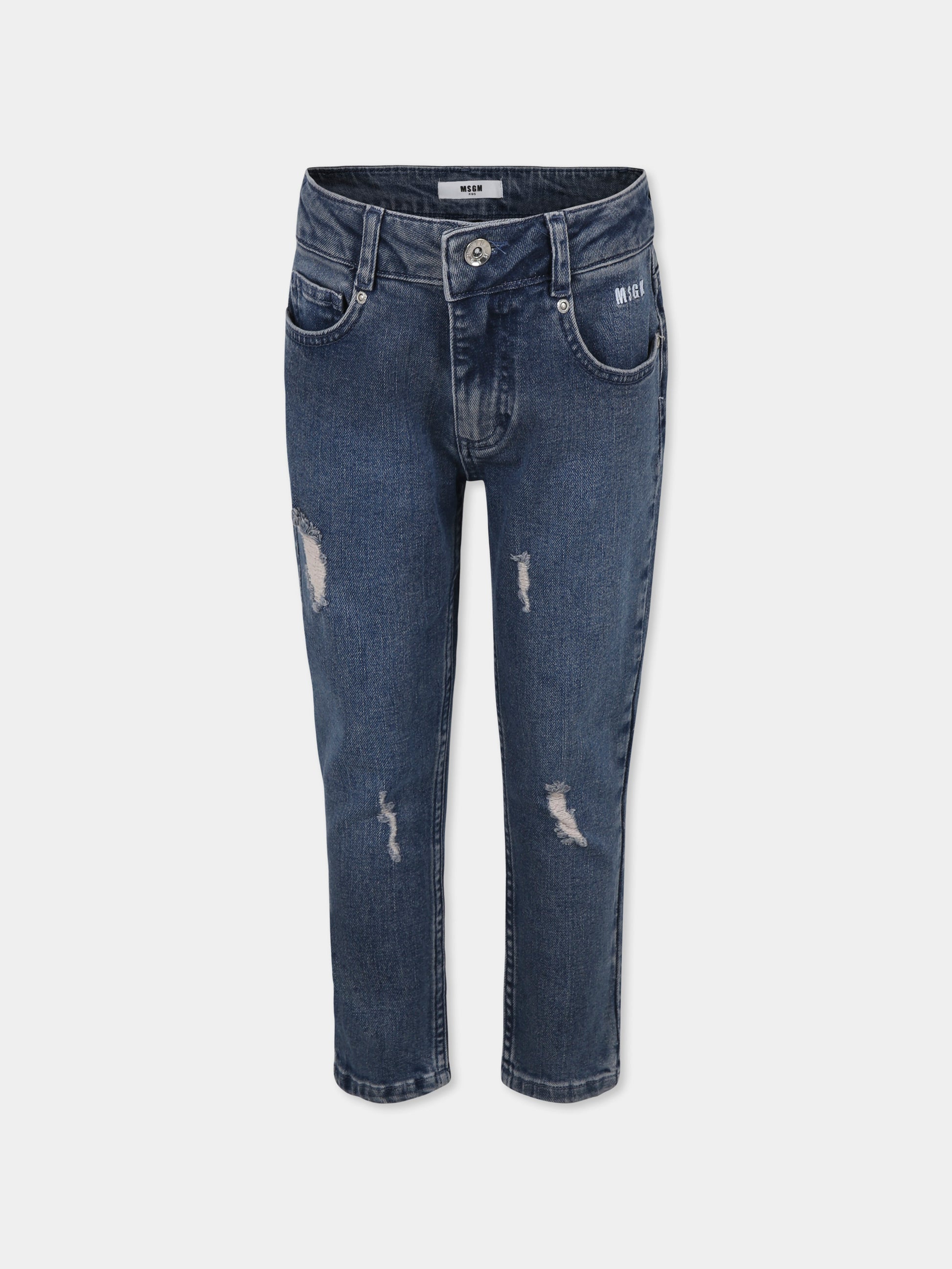 Jeans denim per bambino con logo,Msgm Kids,F4MSJBDP128 126
