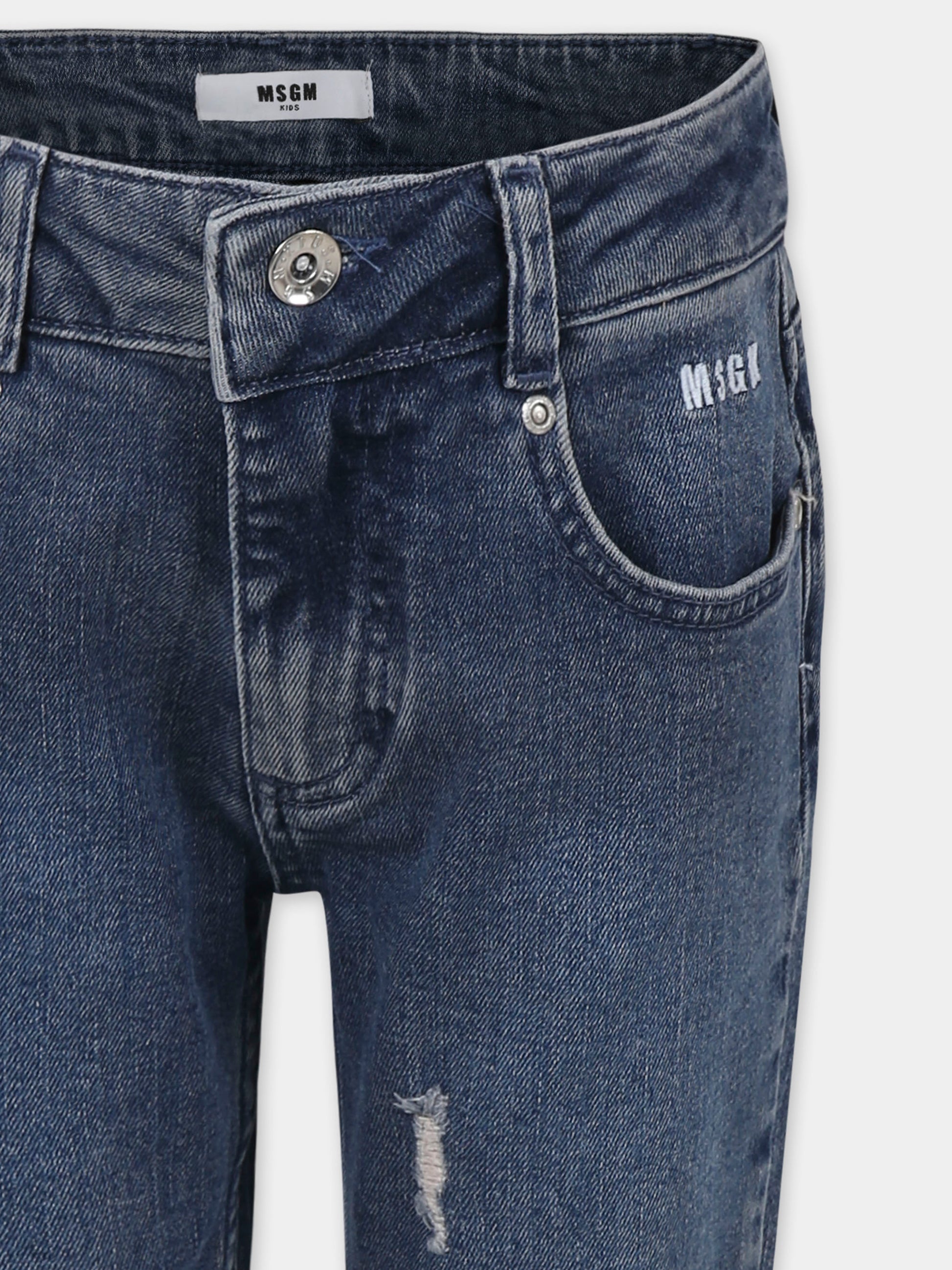 Jeans denim per bambino con logo,Msgm Kids,F4MSJBDP128 126