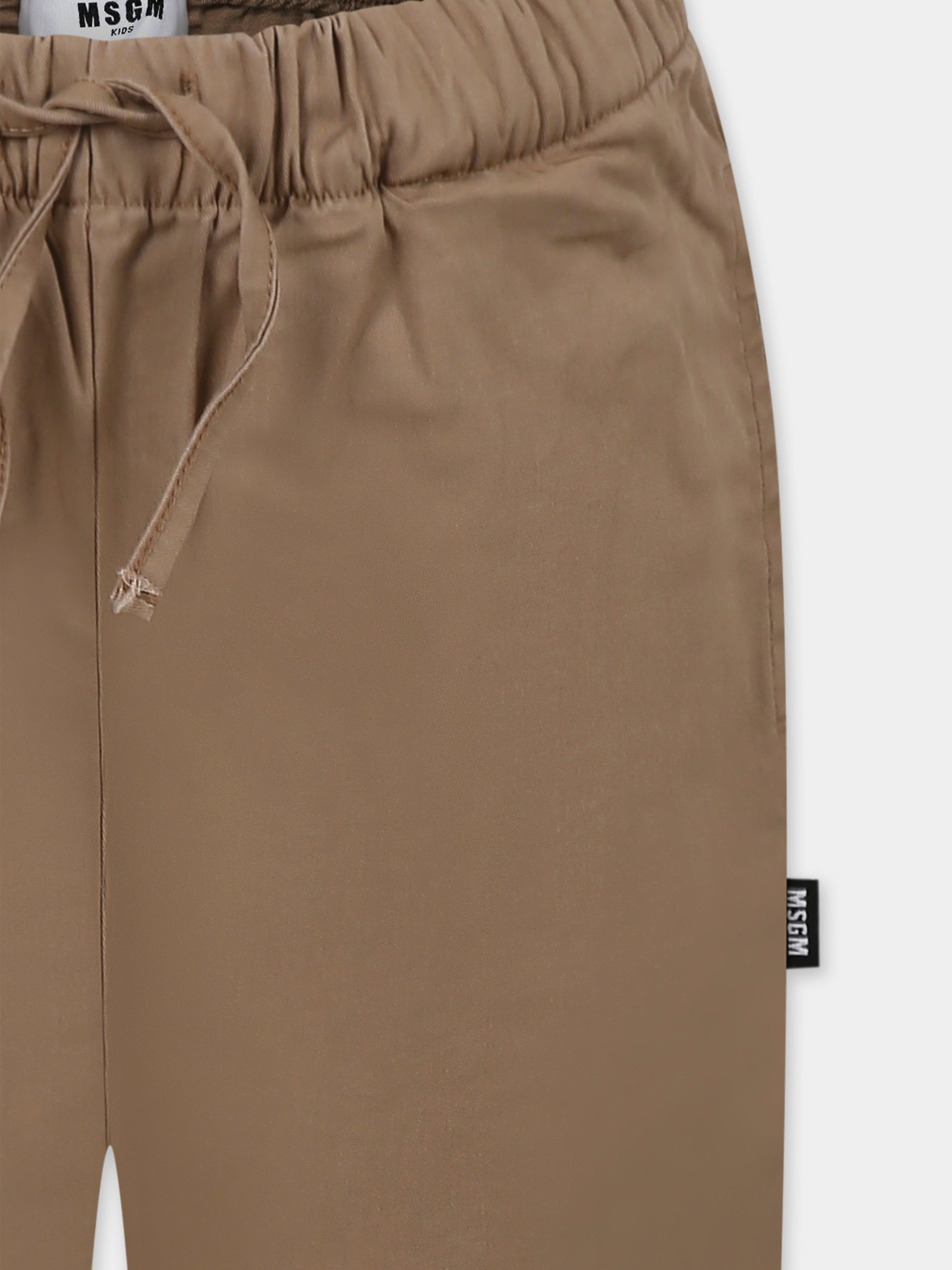 Pantaloni beige per bambino con logo,Msgm Kids,F4MSJBPA126 015