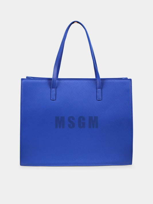 Borsa blu per bambina con logo,Msgm Kids,F4MSJGBA287 130