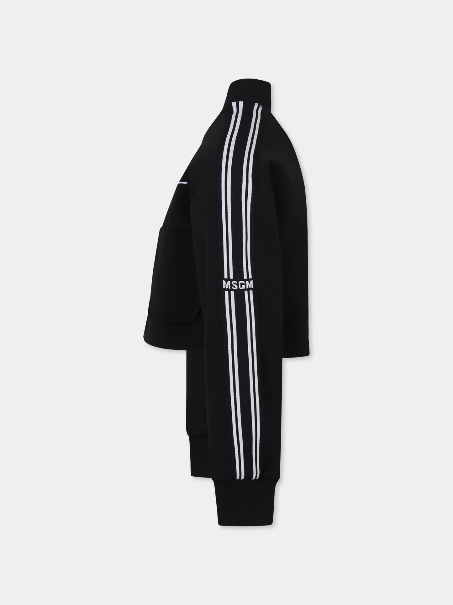 Bomber crop nero per bambina con logo,Msgm Kids,F4MSJGBO104 110