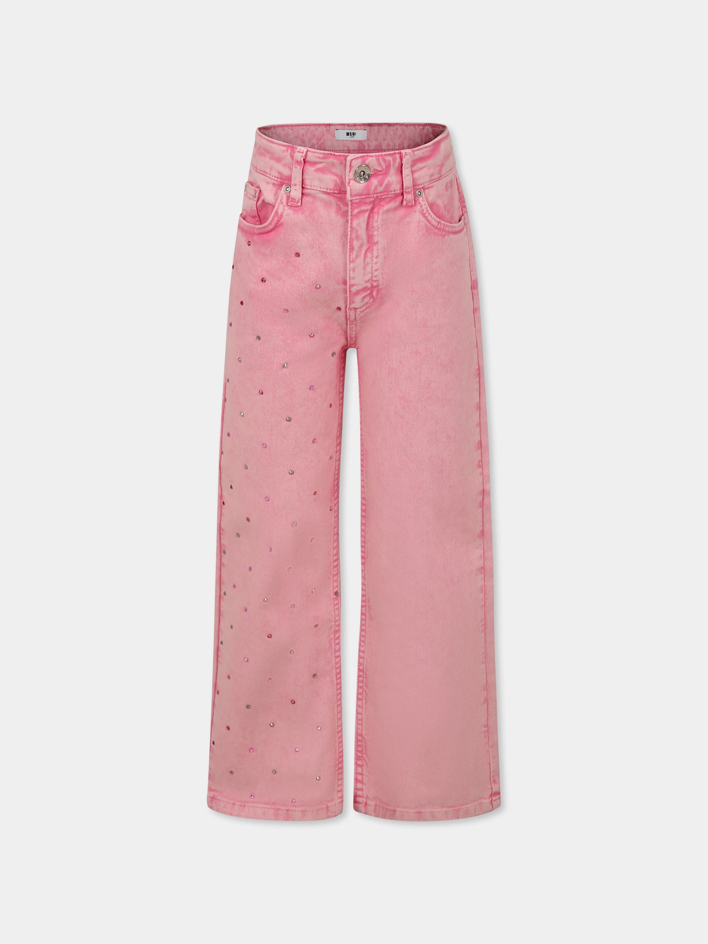 Jeans rosa per bambina con strass,Msgm Kids,F4MSJGDP160 042