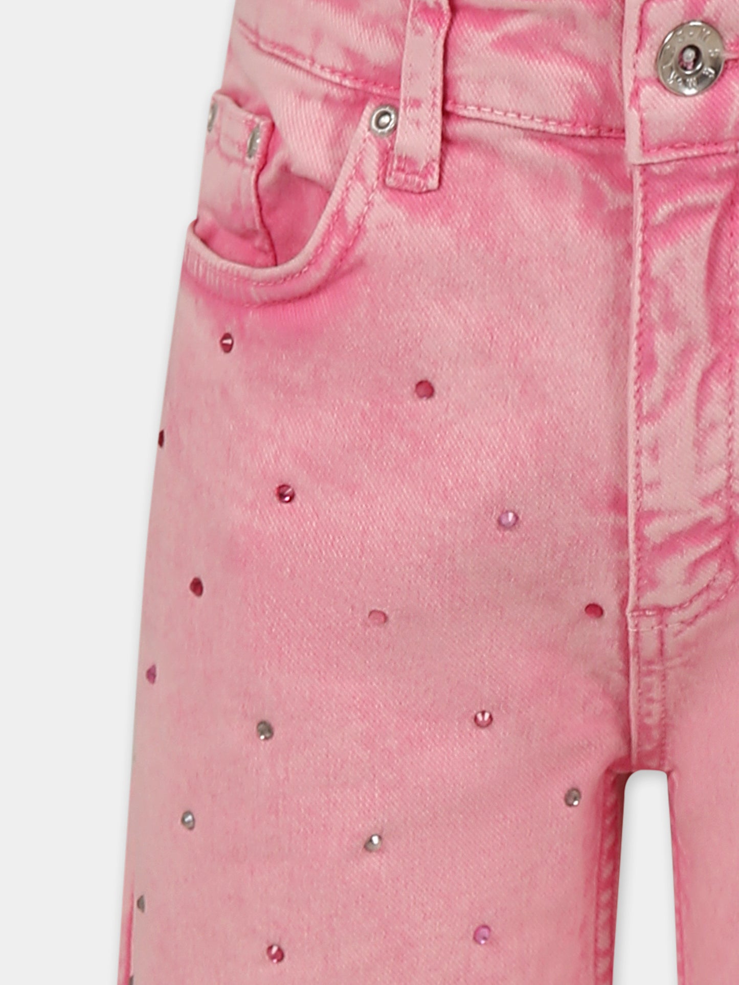 Jeans rosa per bambina con strass,Msgm Kids,F4MSJGDP160 042
