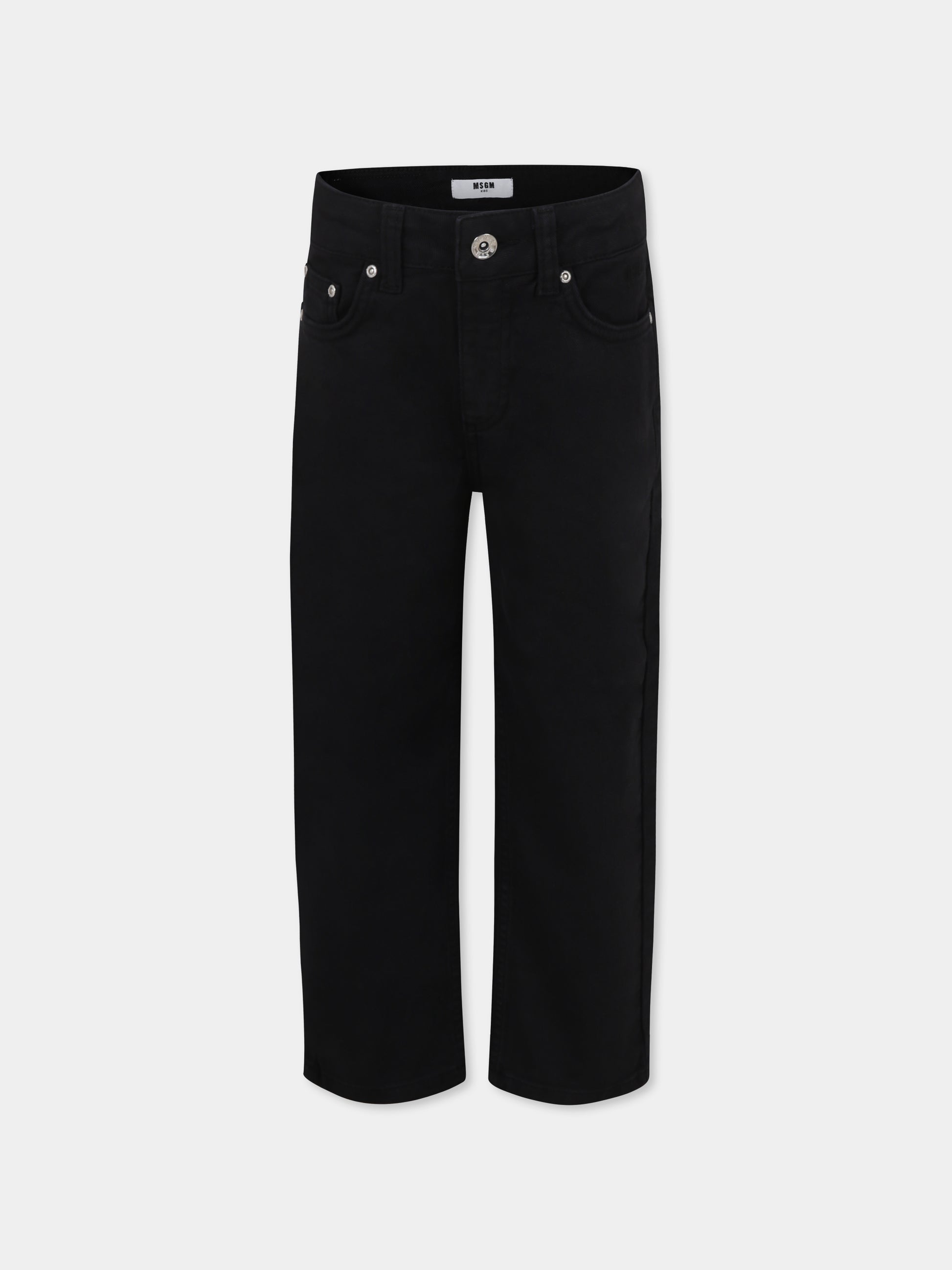 Jeans neri per bambina con logo,Msgm Kids,F4MSJGDP208 110