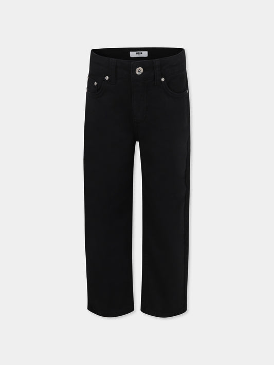 Jeans neri per bambina con logo,Msgm Kids,F4MSJGDP208 110