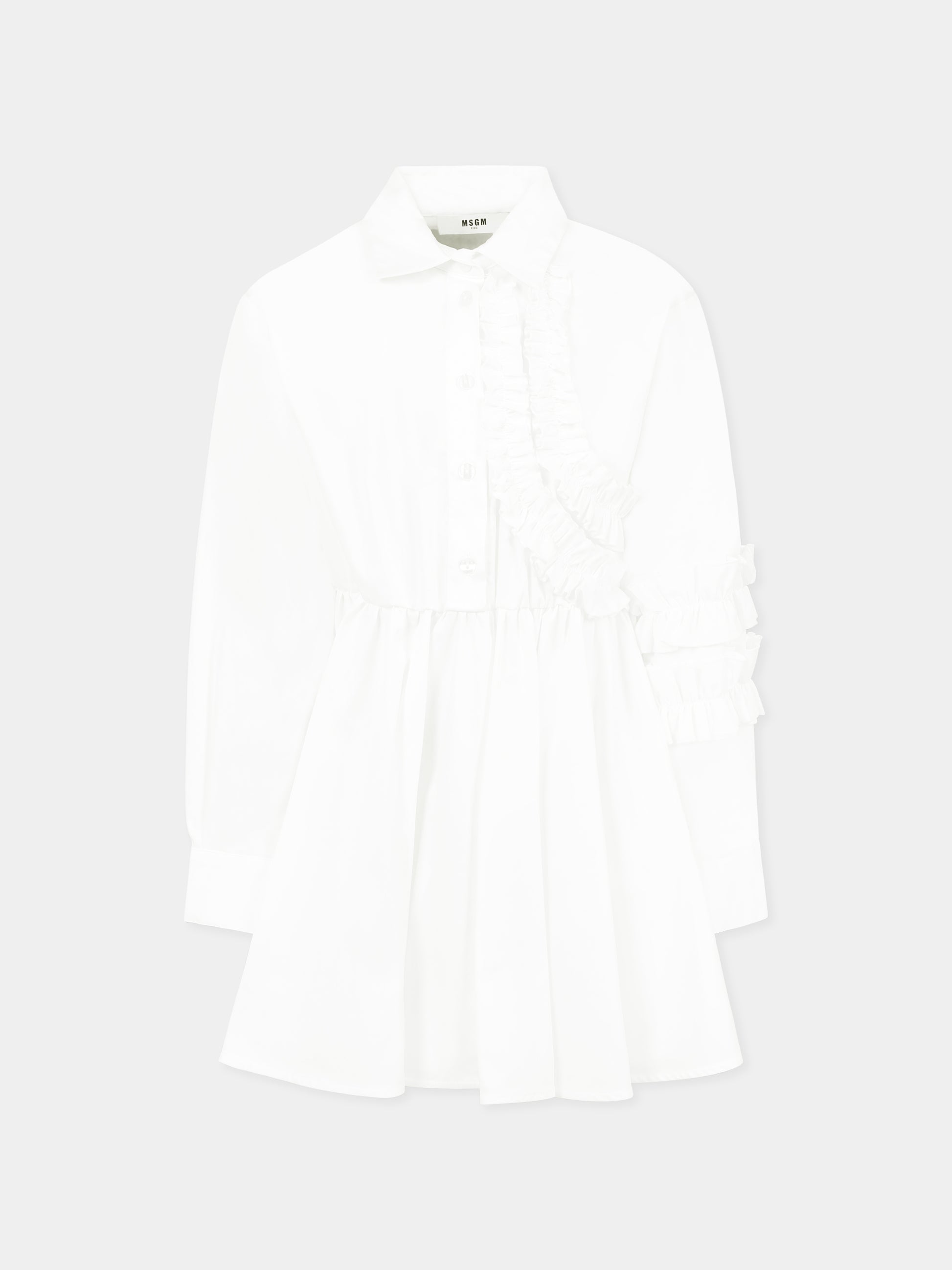 Vestito bianco per bambina con logo,Msgm Kids,F4MSJGDR137 001