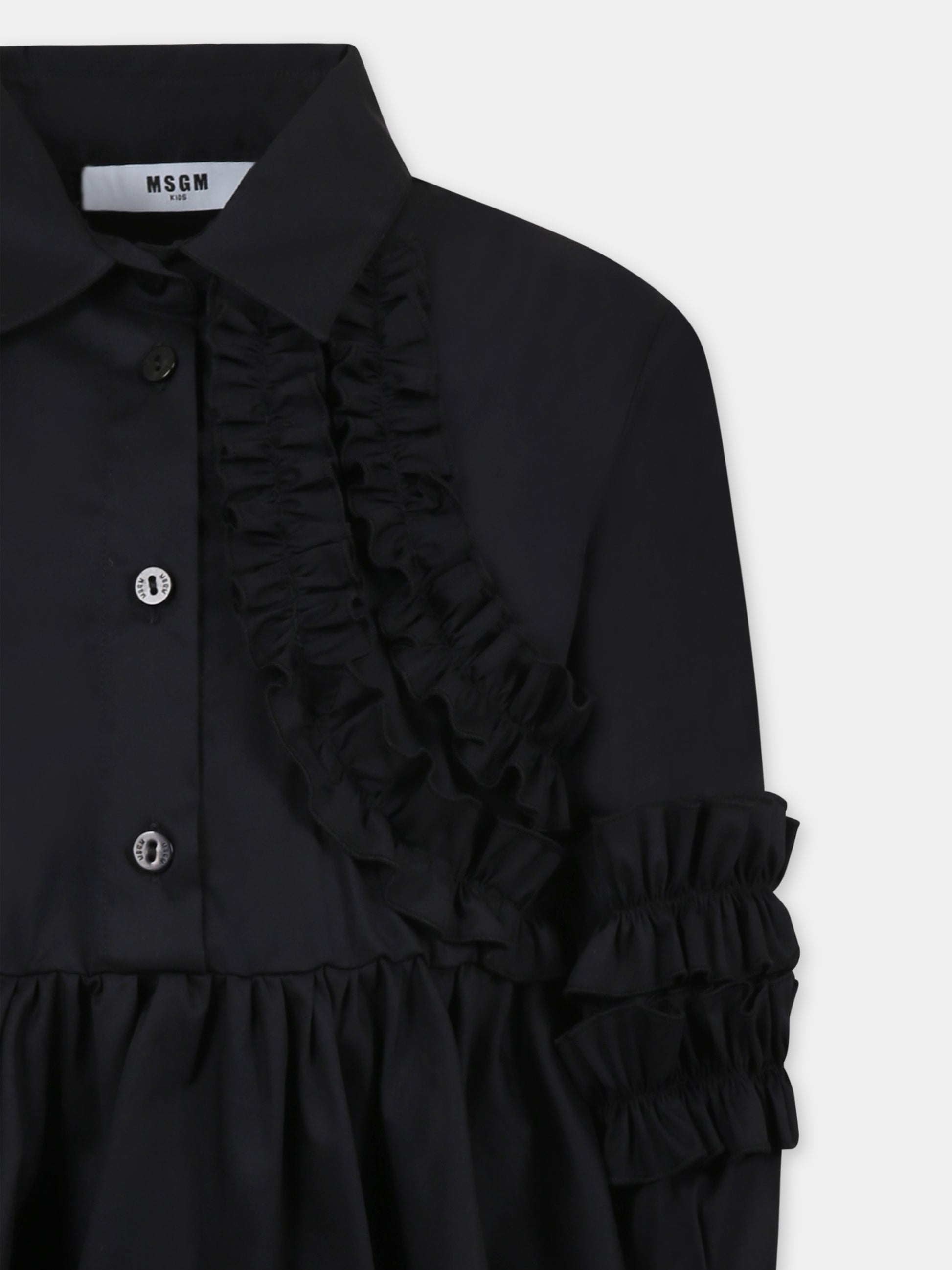 Vestito nero per bambina con logo,Msgm Kids,F4MSJGDR137 110