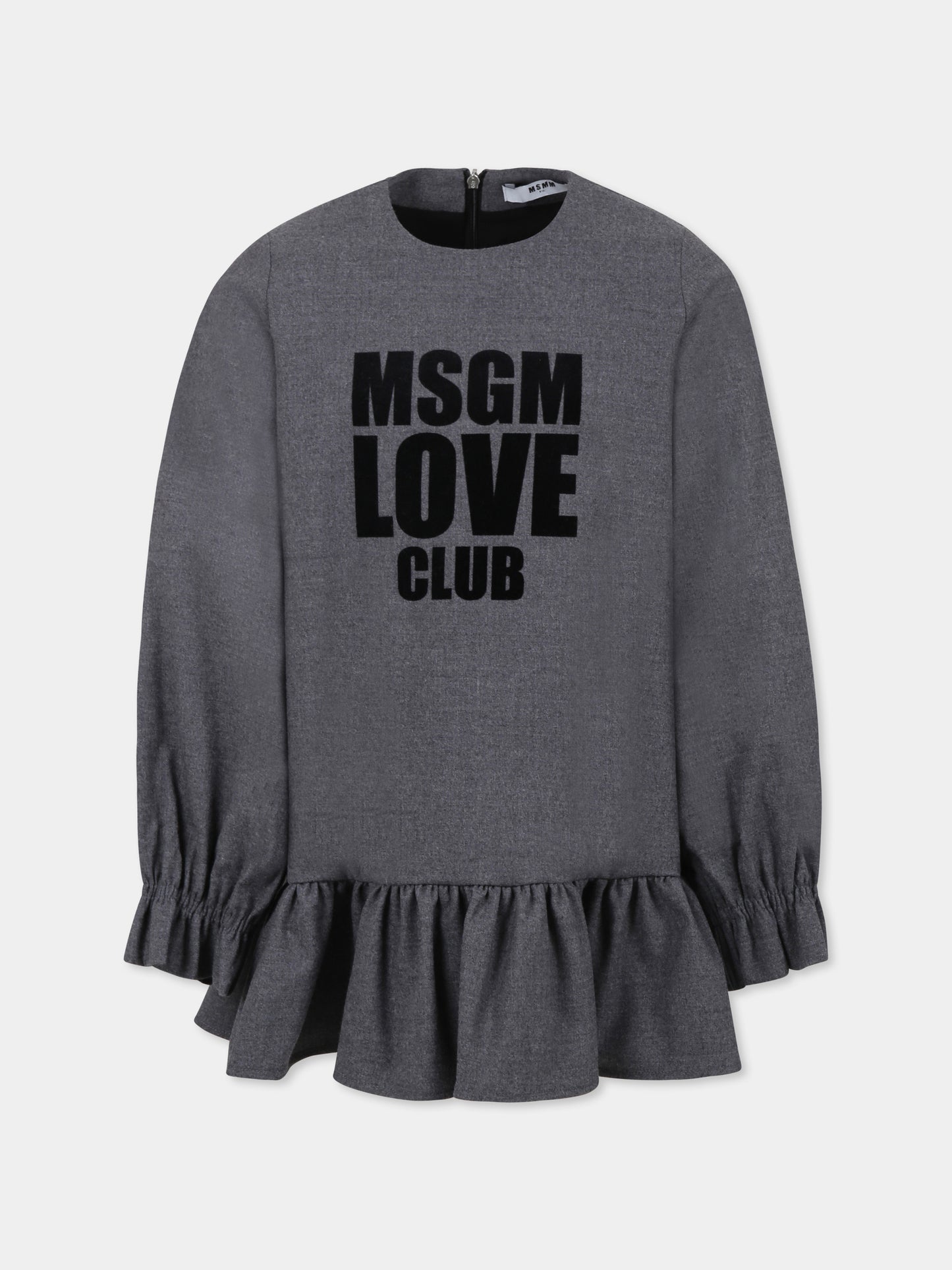 Vestito grigio per bambina con logo,Msgm Kids,F4MSJGDR215 101