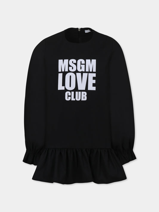 Vestito nero per bambina con logo,Msgm Kids,F4MSJGDR215 110