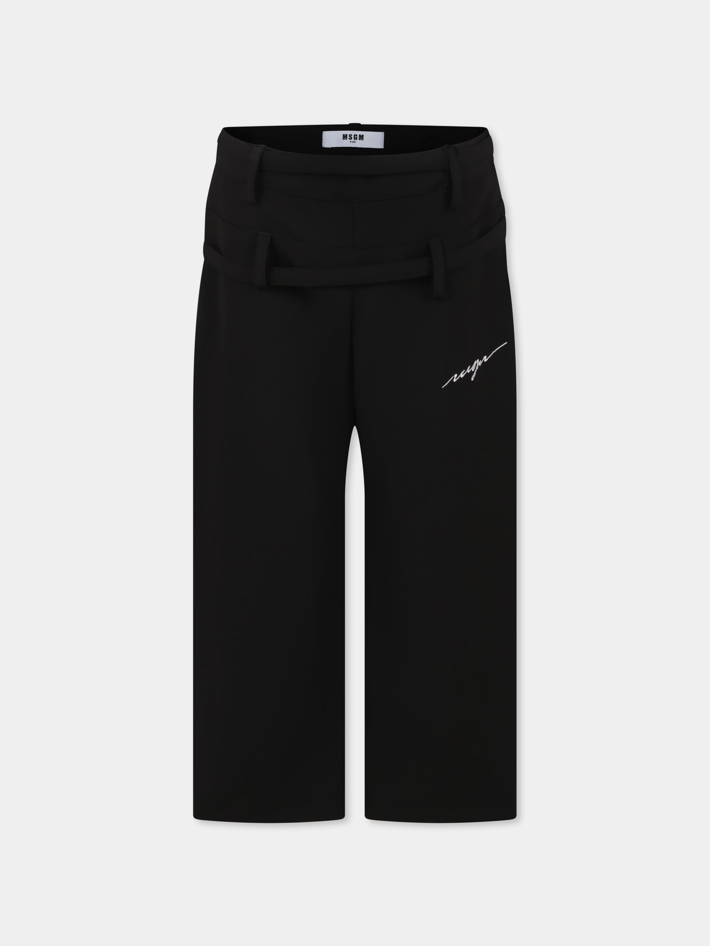 Pantaloni neri per bambina con logo,Msgm Kids,F4MSJGPA146 110