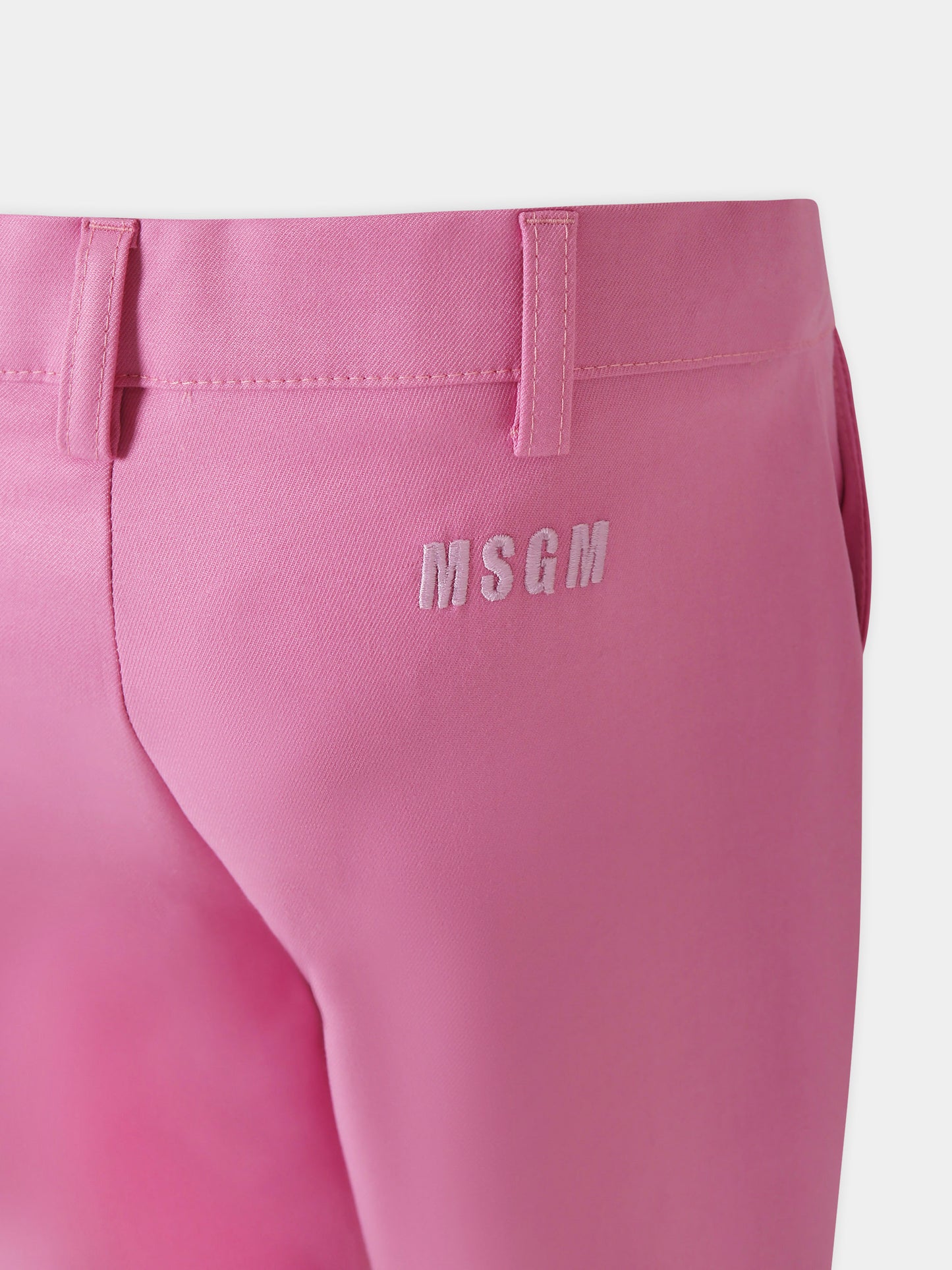 Pantaloni rosa per bambina con strass e logo