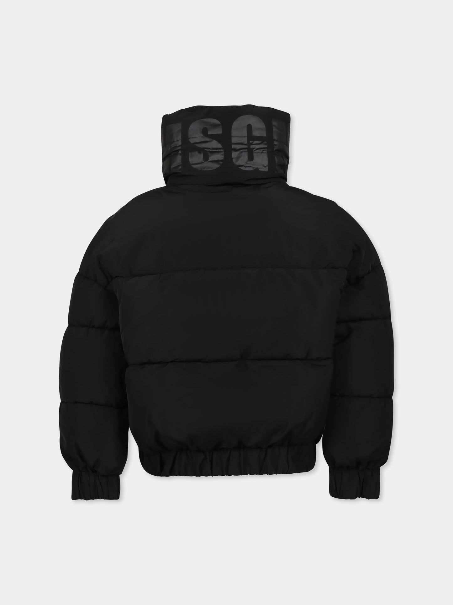 Piumino crop nero per bambina con logo e cuore,Msgm Kids,F4MSJGPF005 110