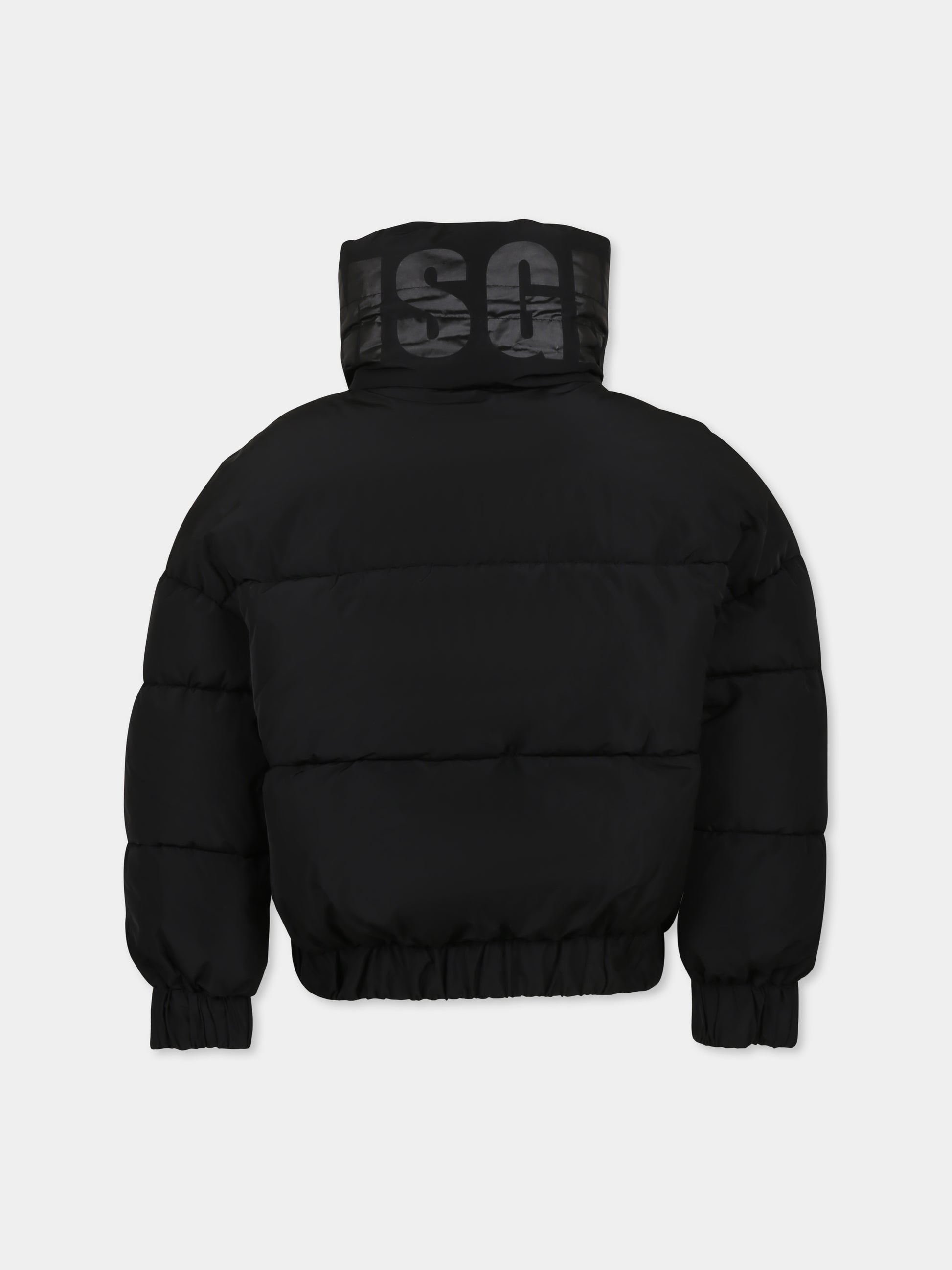 Piumino crop nero per bambina con logo e cuore,Msgm Kids,F4MSJGPF005 110