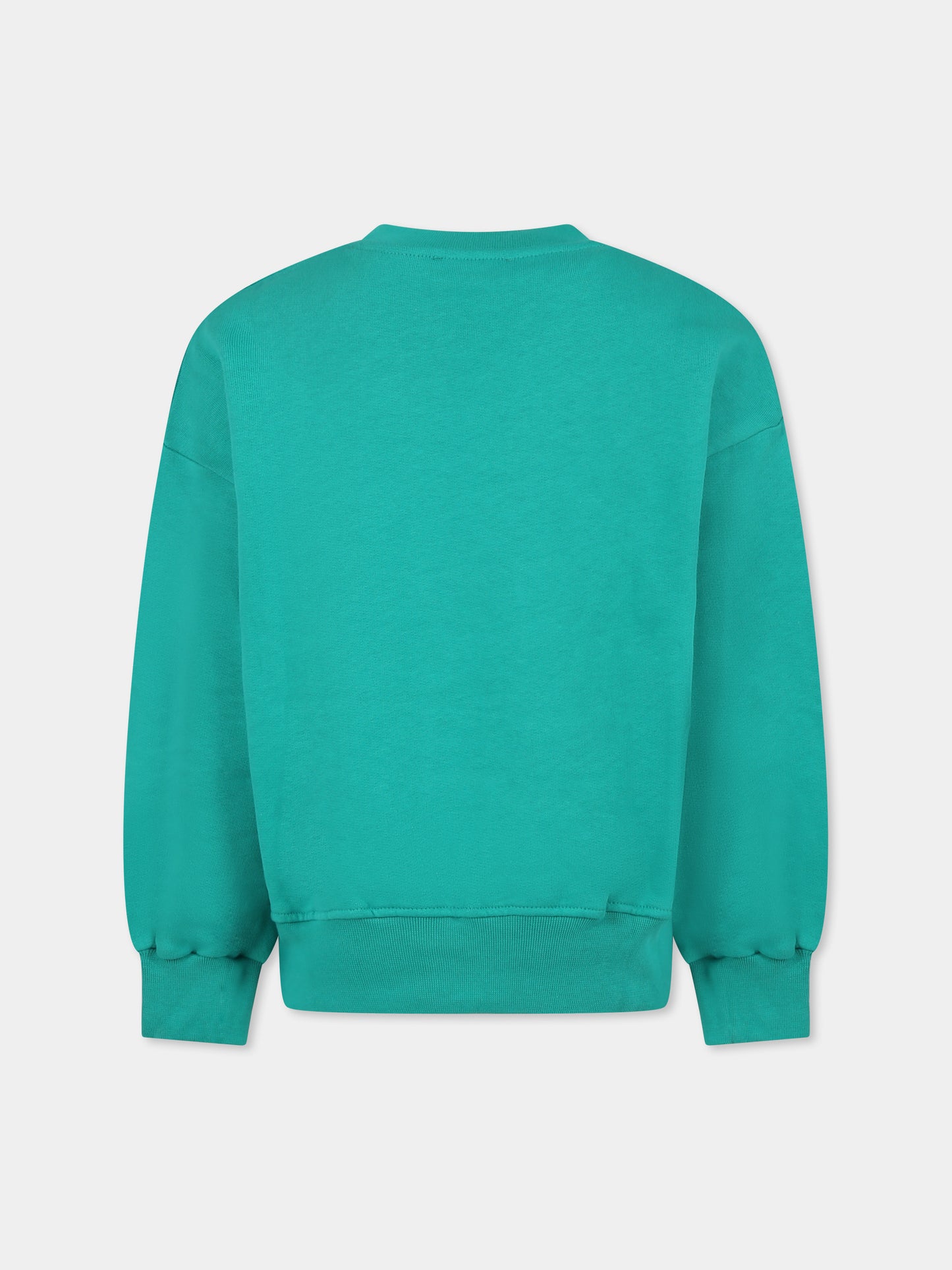 Felpa verde per bambina con logo e scritta,Msgm Kids,F4MSJGSW218 080