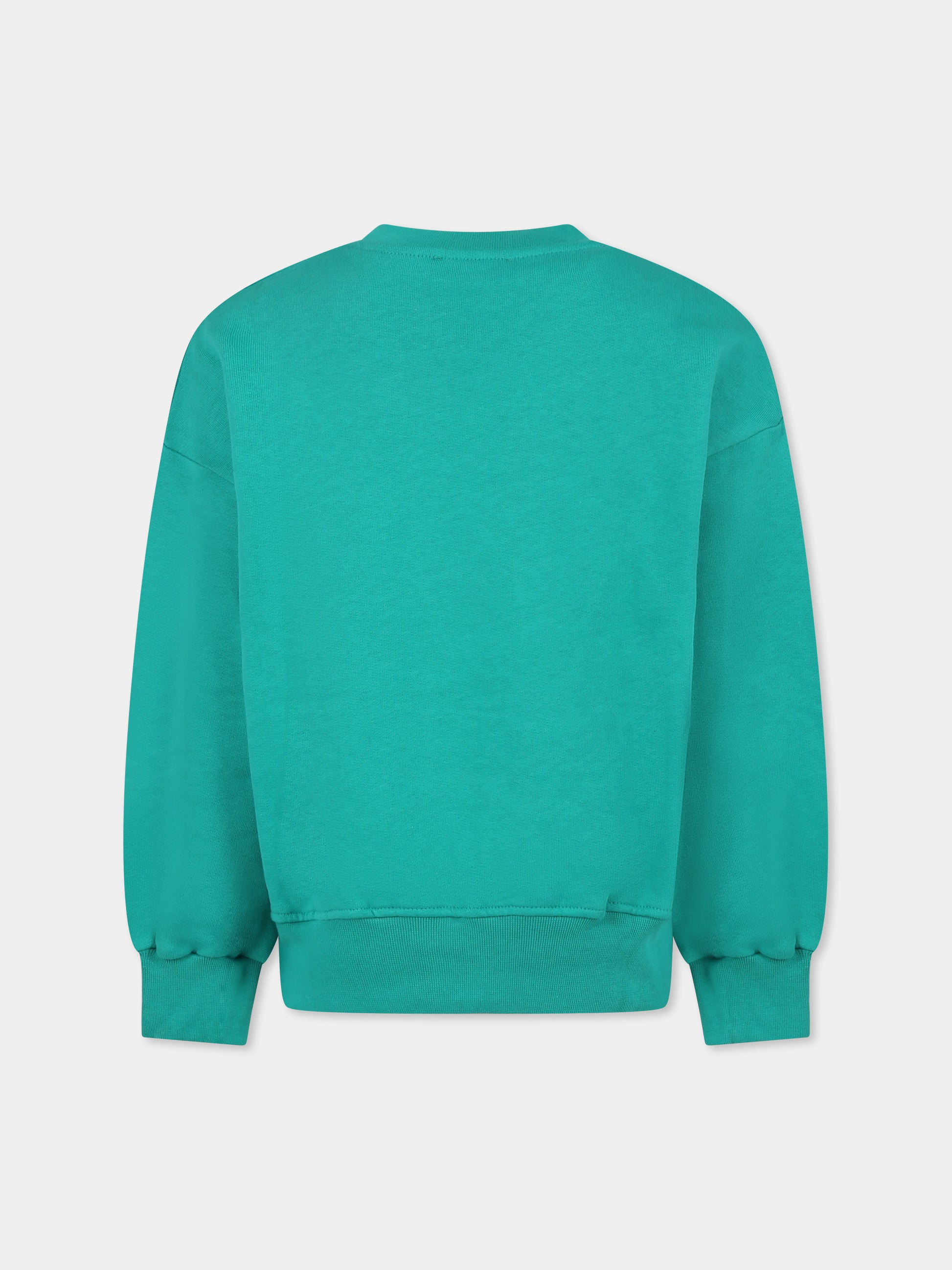 Felpa verde per bambina con logo e scritta,Msgm Kids,F4MSJGSW218 080