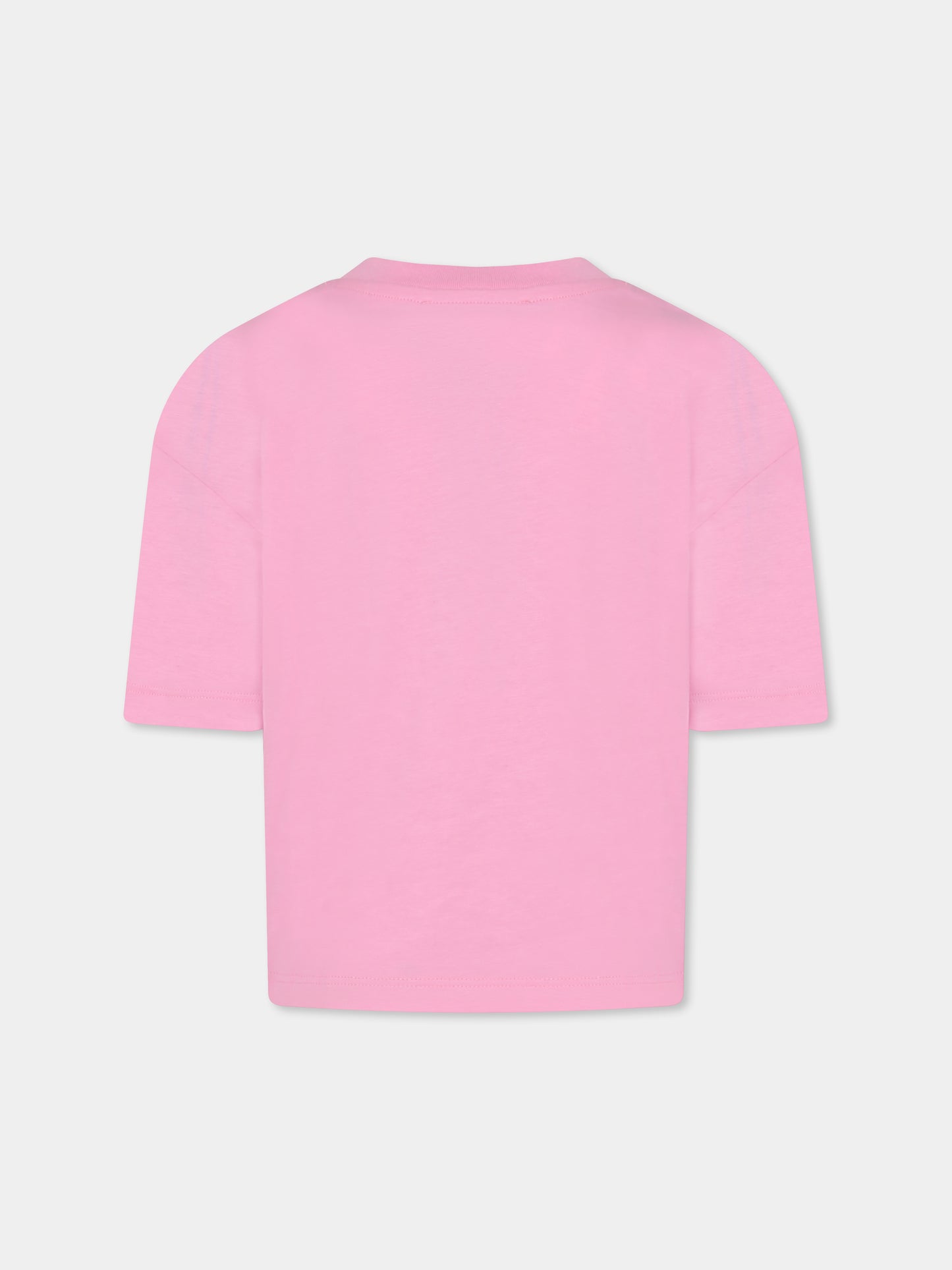 T-shirt rosa per bambina con logo