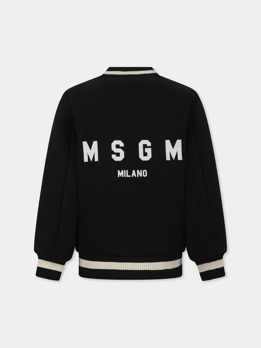 Bomber nero per bambini con logo,Msgm Kids,F4MSJUBO171 110