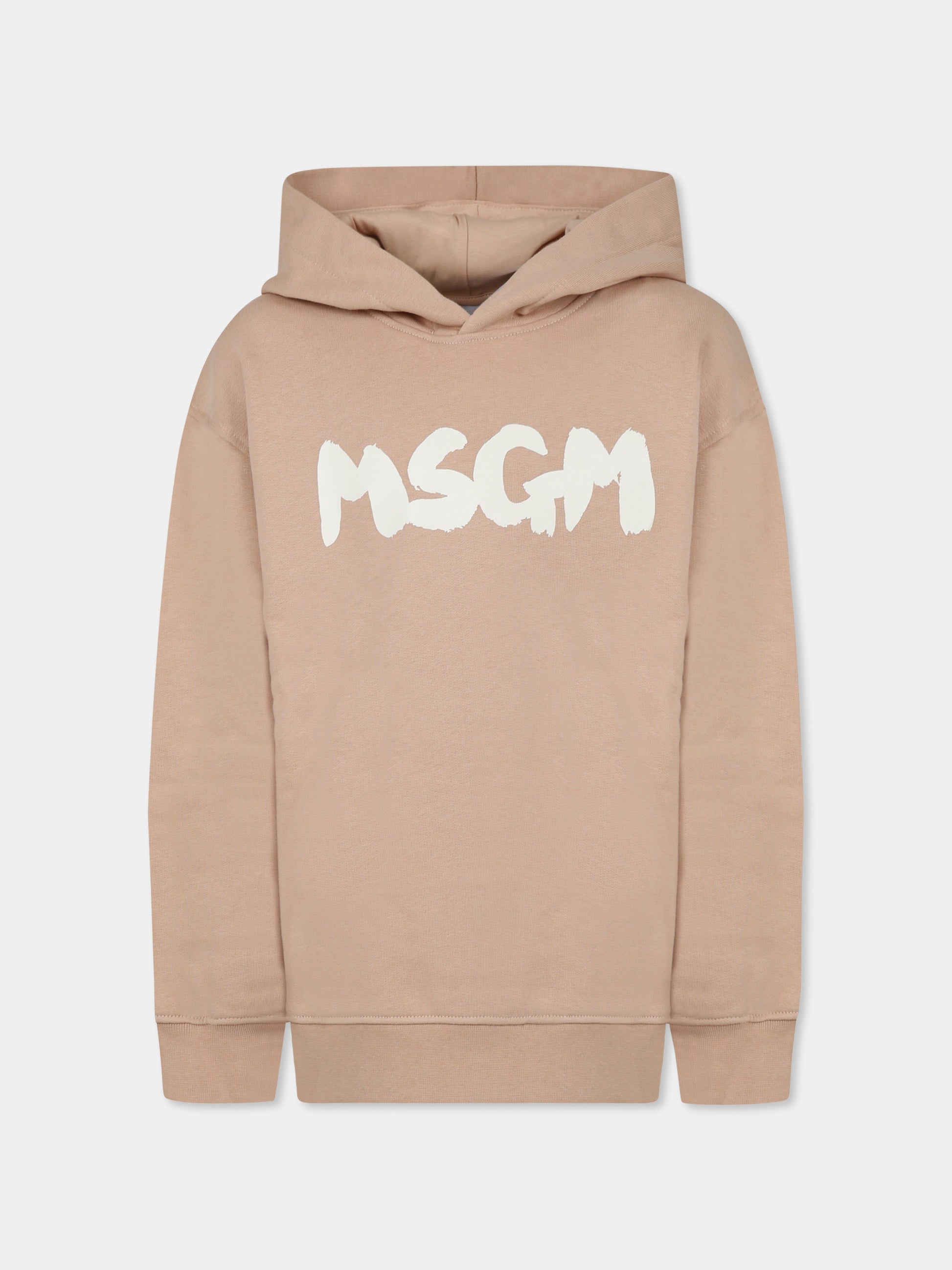 Felpa beige per bambini con logo,Msgm Kids,F4MSJUHS057 015