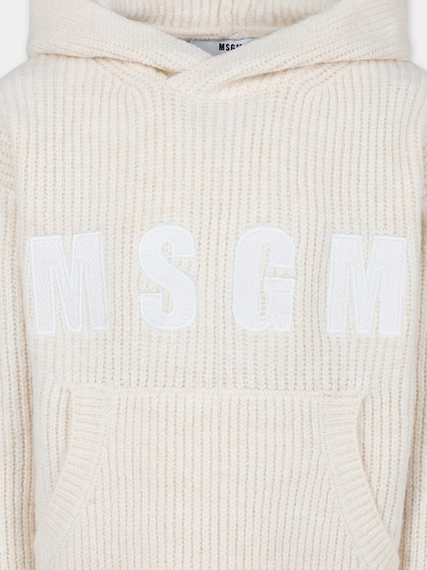 Maglione avorio per bambini con logo