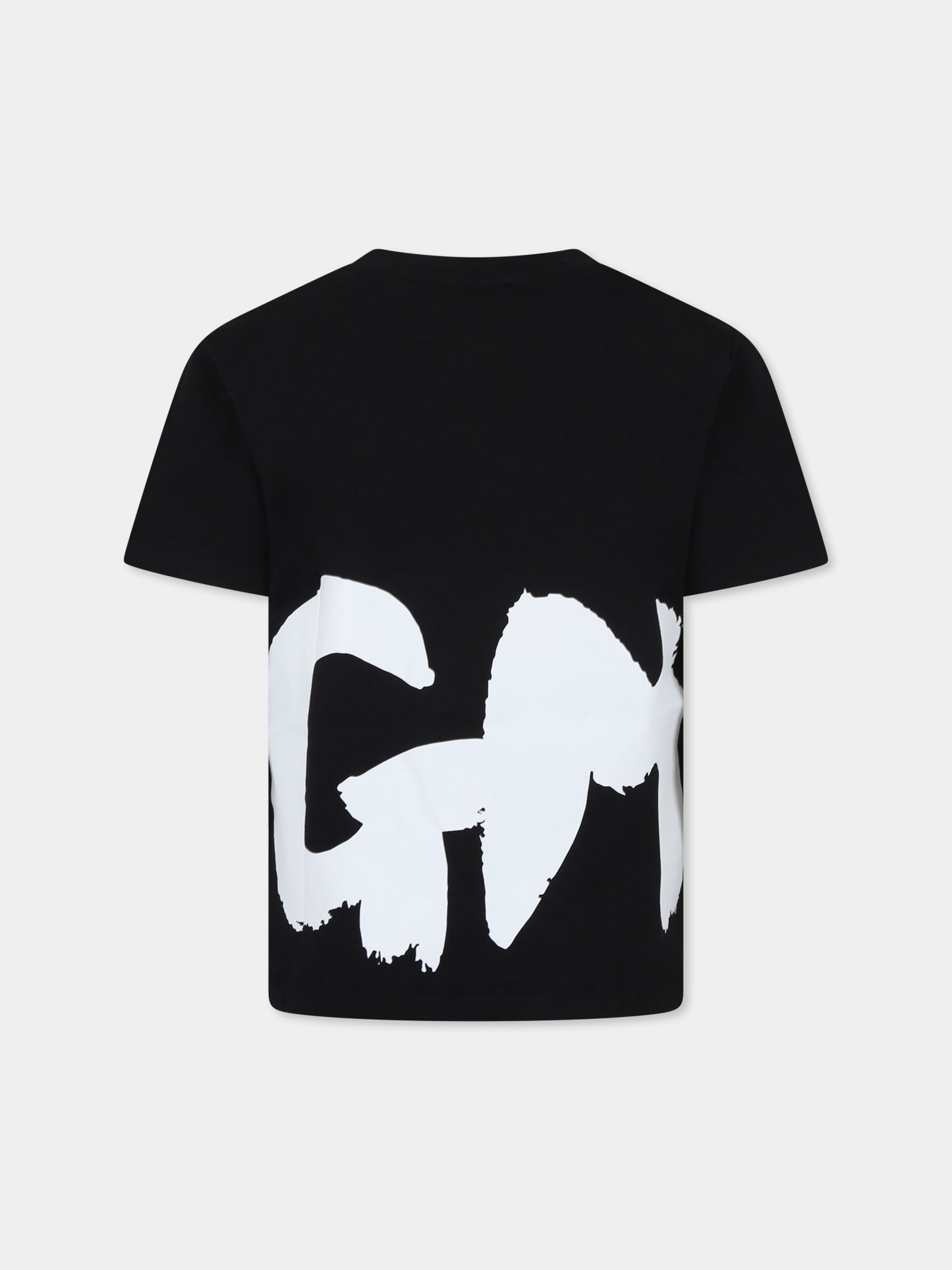T-shirt nera per bambini con logo,Msgm Kids,F4MSJUTH056 110