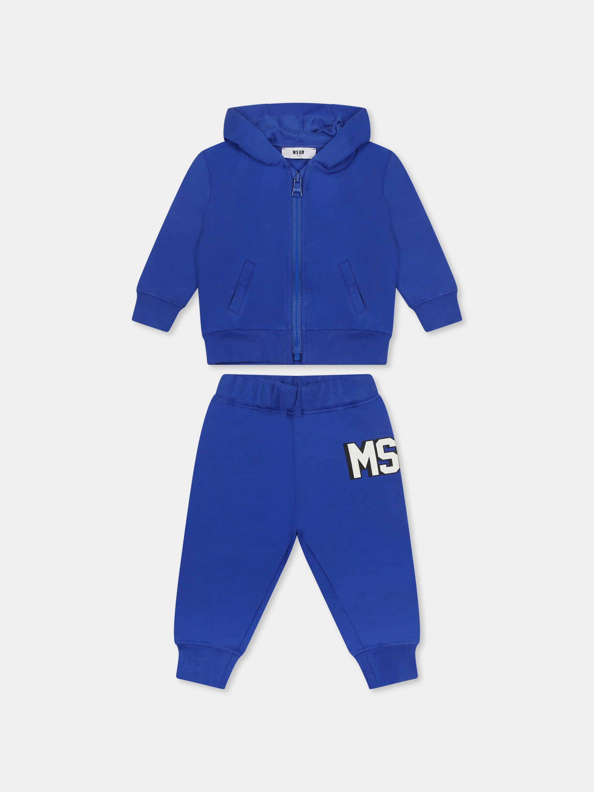 Completo blu per neonato con logo,Msgm Kids,F4MSNBSF267 130