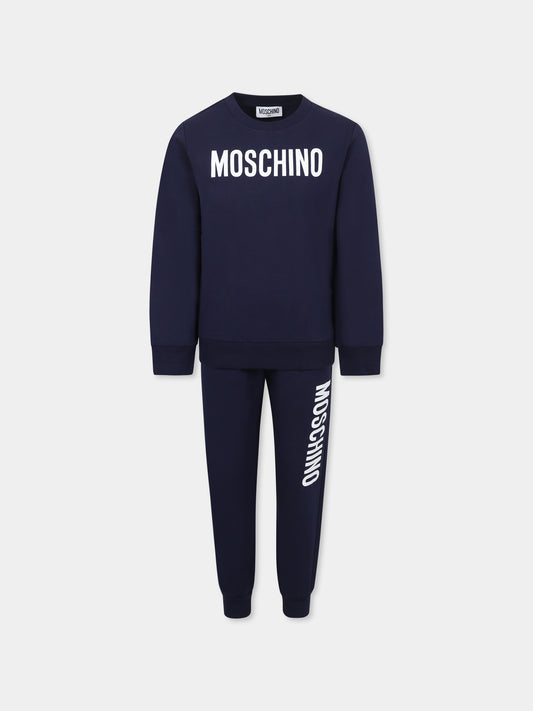 Completo blu per bambini con logo,Moschino Kids,HUK045 LDA21 40016
