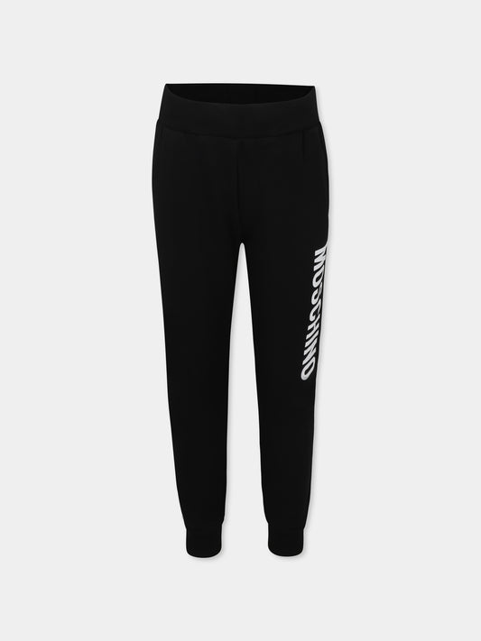 Pantaloni neri per bambini con logo,Moschino Kids,HUP086 LDA21 60100